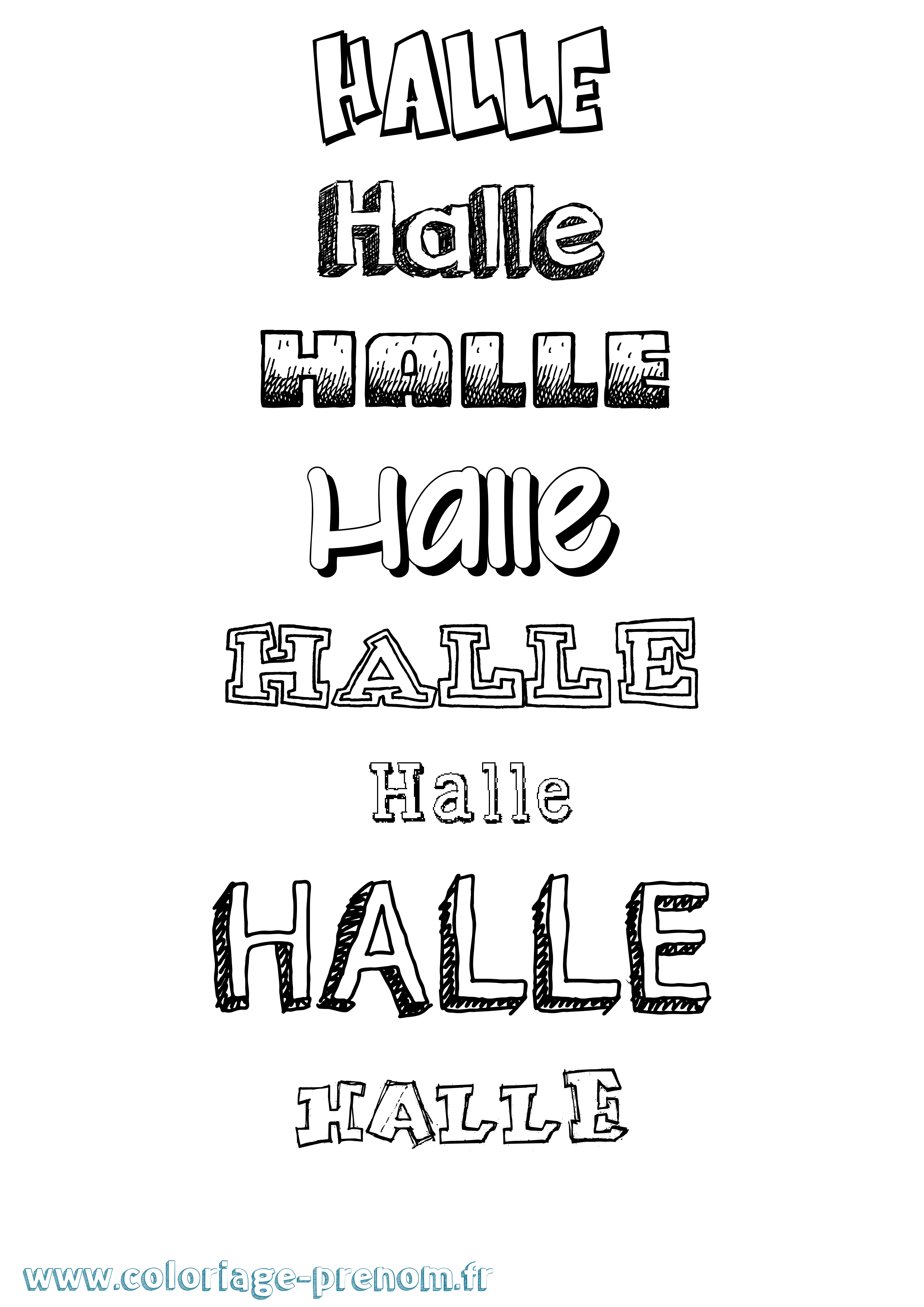 Coloriage prénom Halle Dessiné
