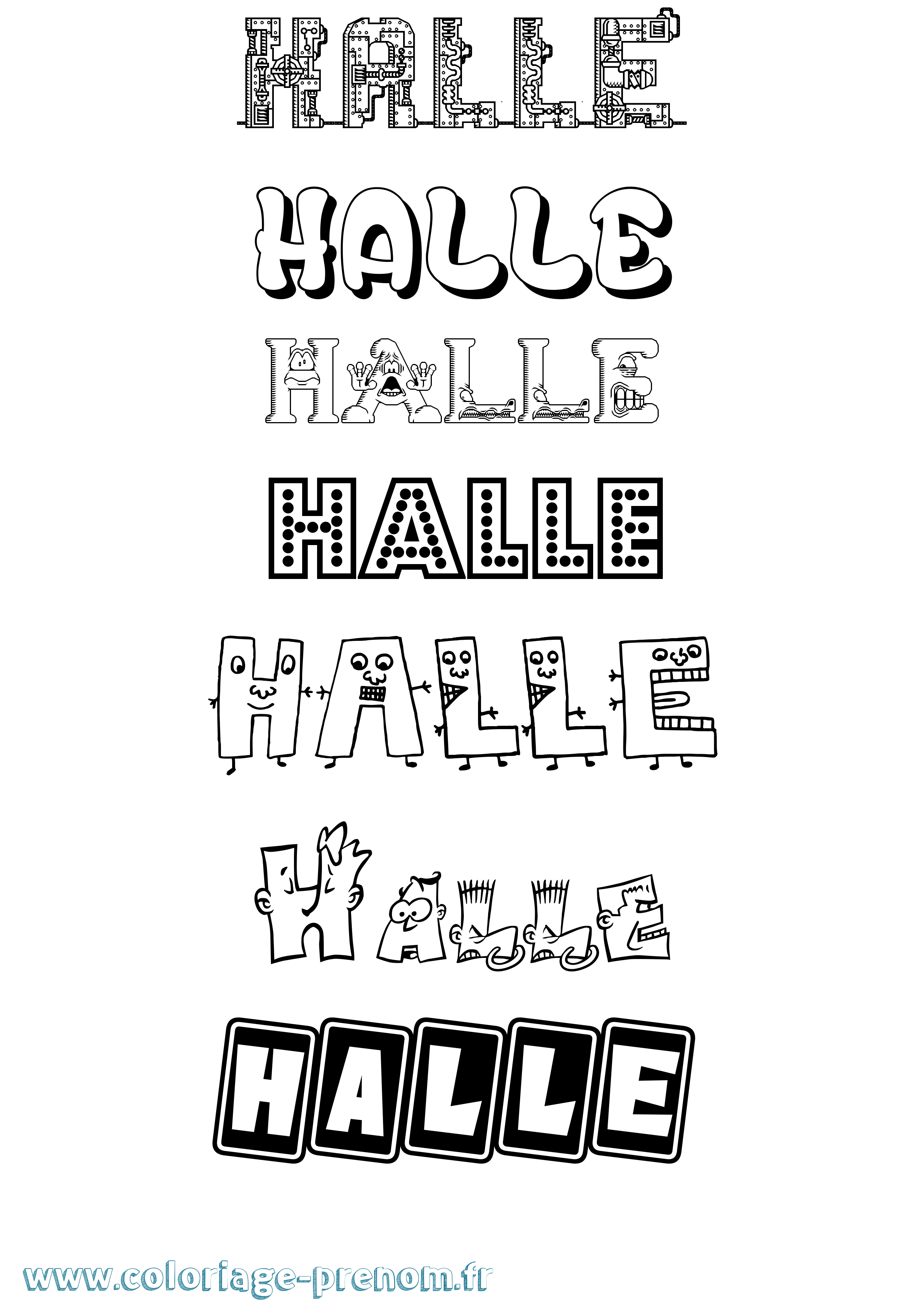 Coloriage prénom Halle Fun