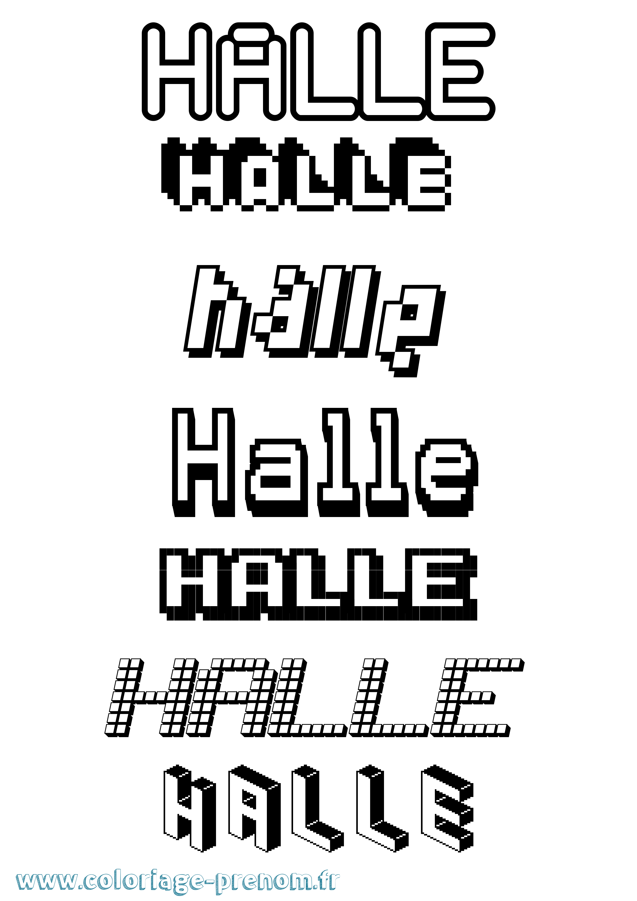 Coloriage prénom Halle Pixel