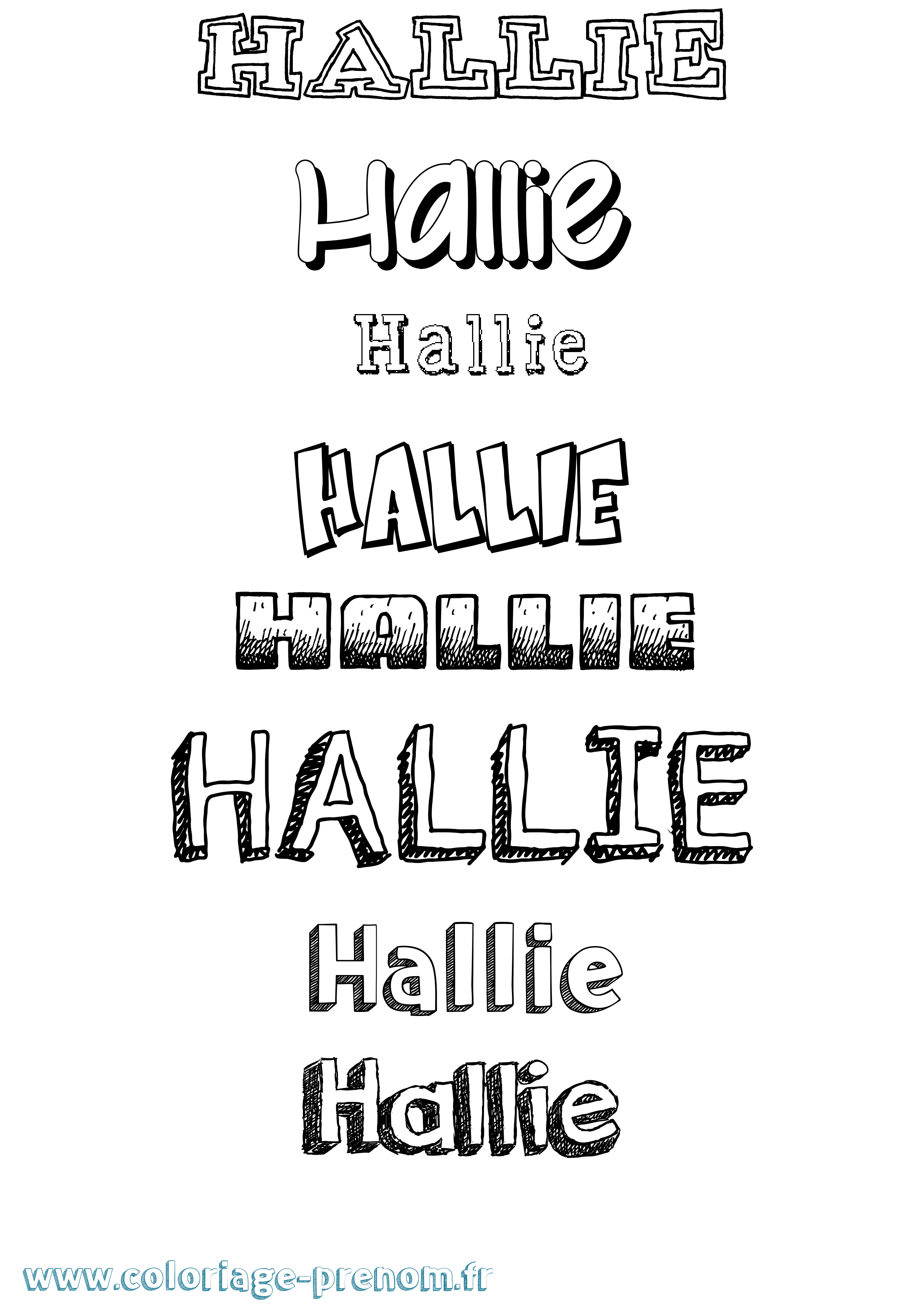 Coloriage prénom Hallie Dessiné