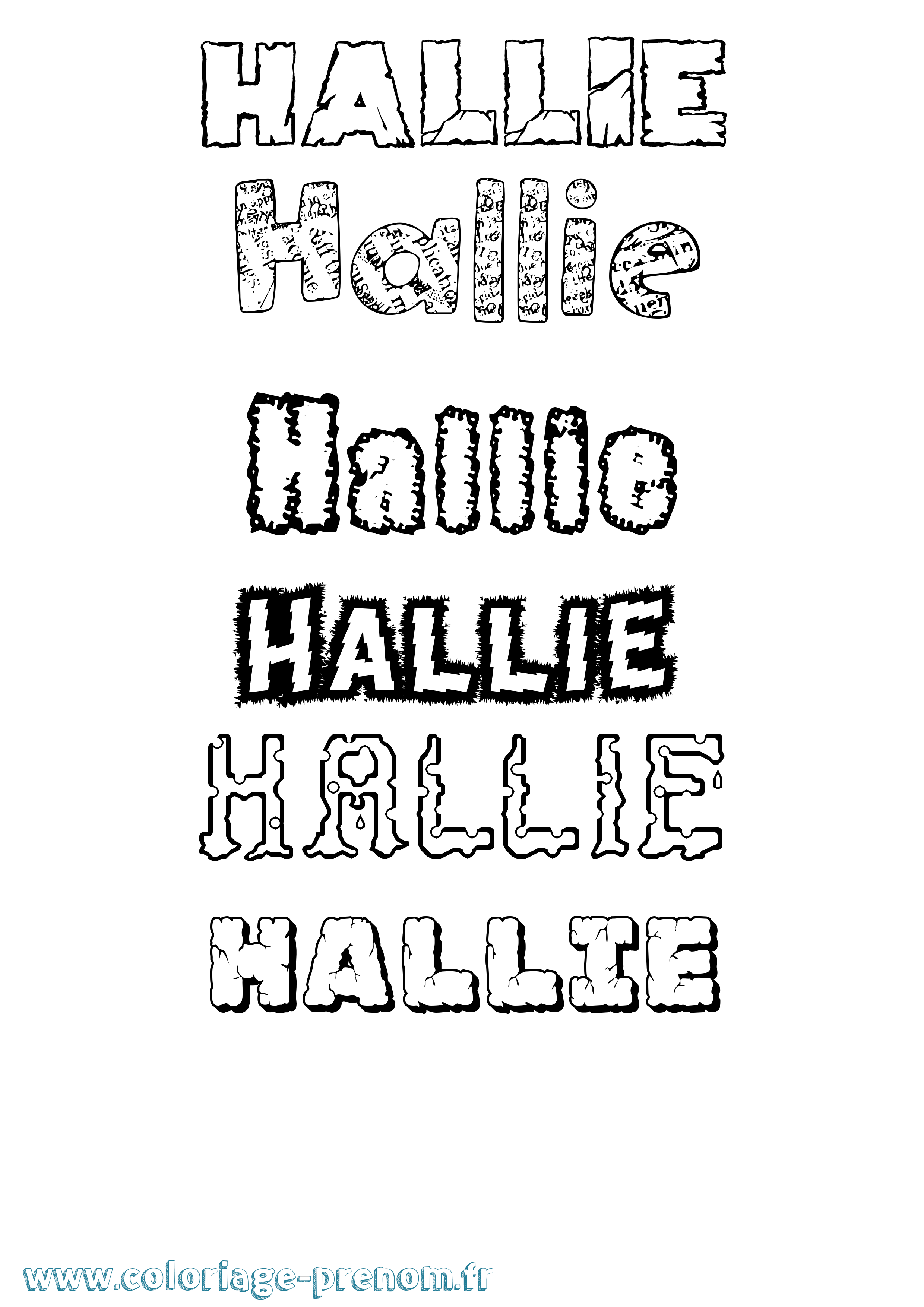 Coloriage prénom Hallie Destructuré