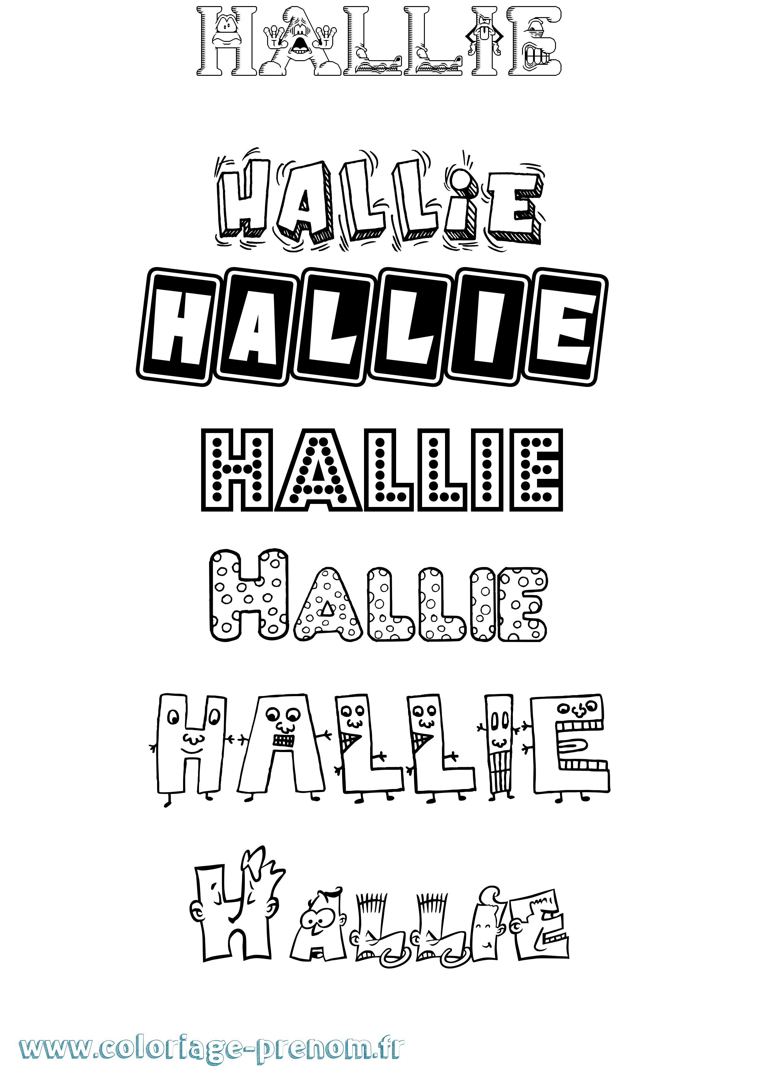 Coloriage prénom Hallie Fun