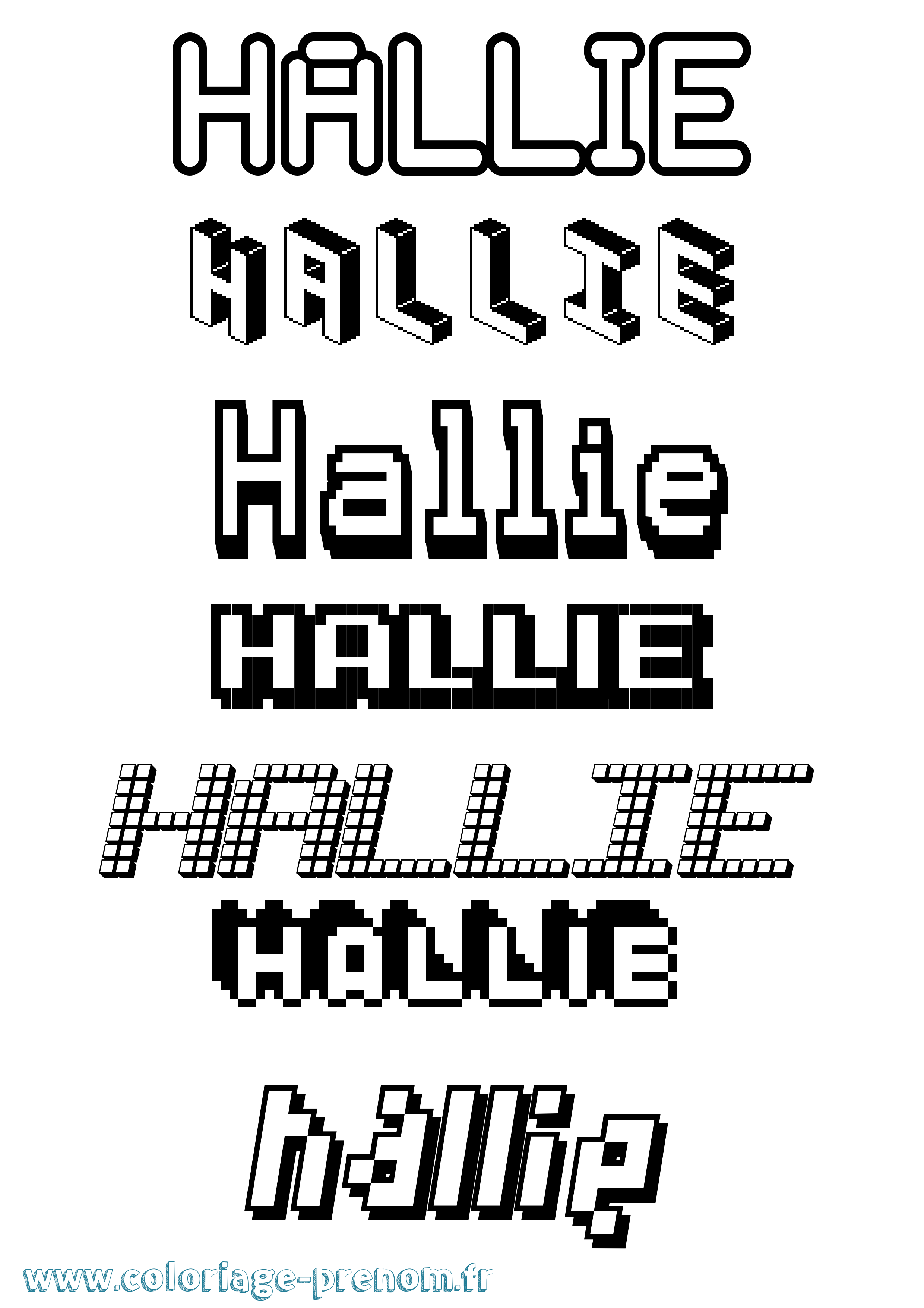 Coloriage prénom Hallie Pixel