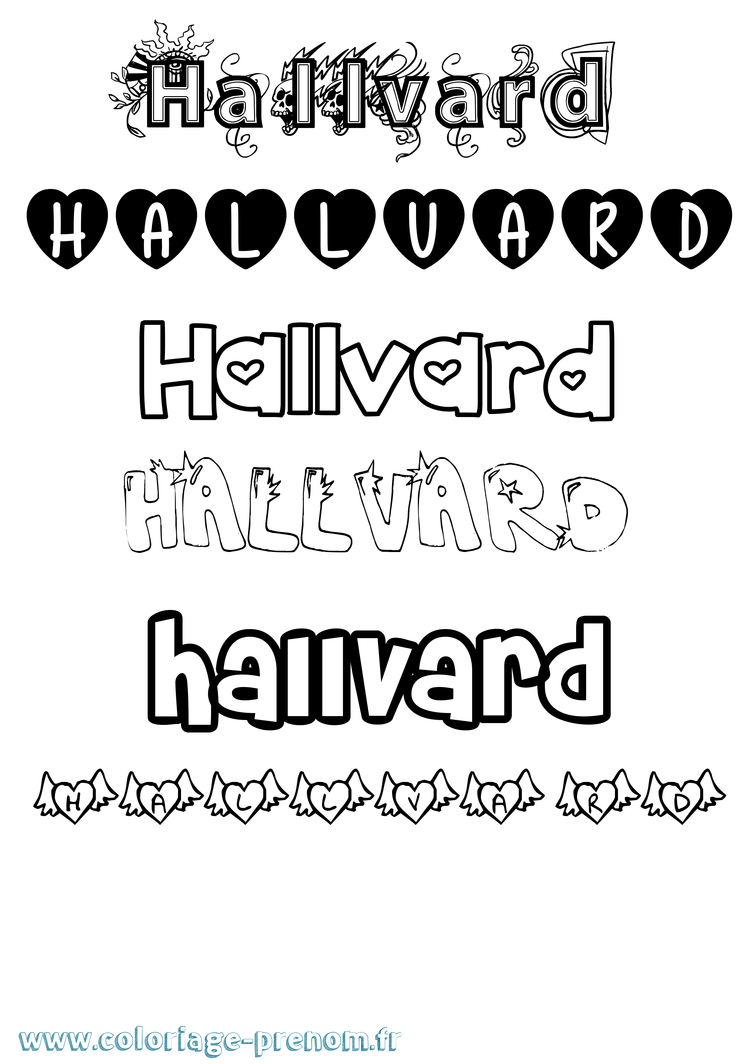 Coloriage prénom Hallvard Girly