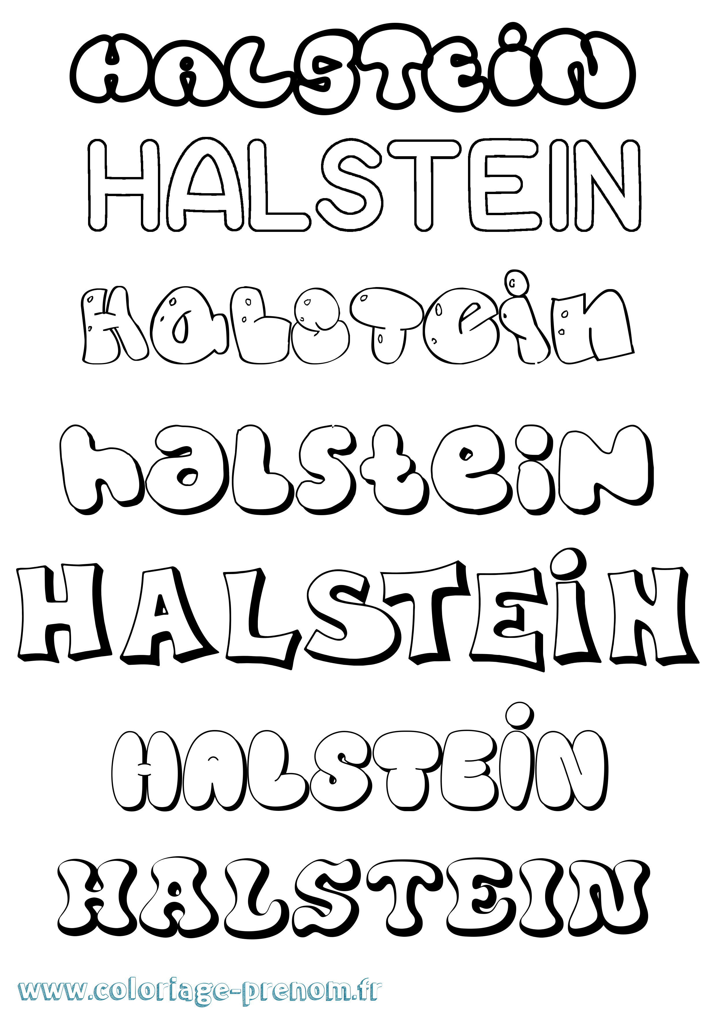 Coloriage prénom Halstein Bubble