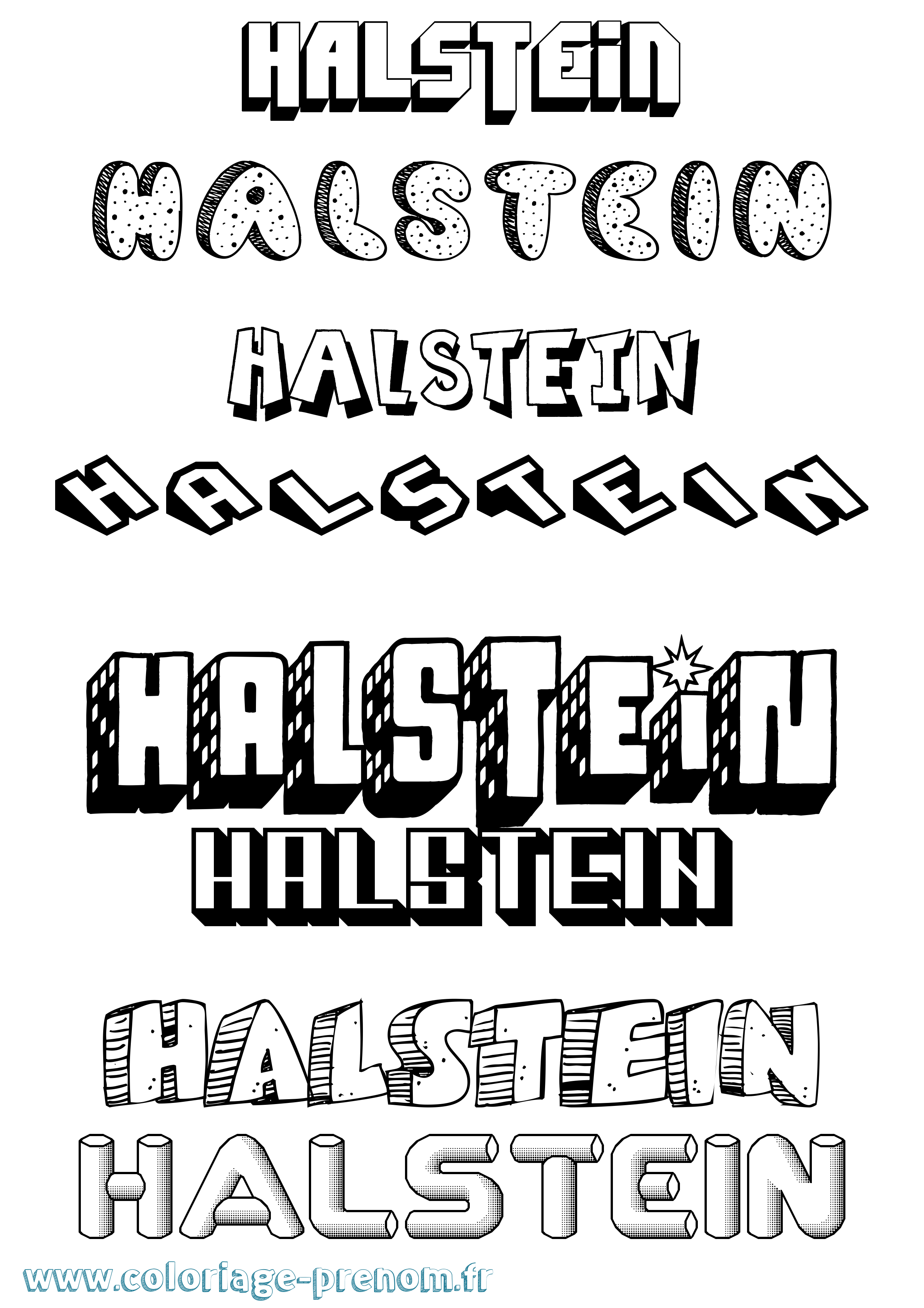 Coloriage Halstein Effet 3D Coloriage prénom Halstein Effet 3D