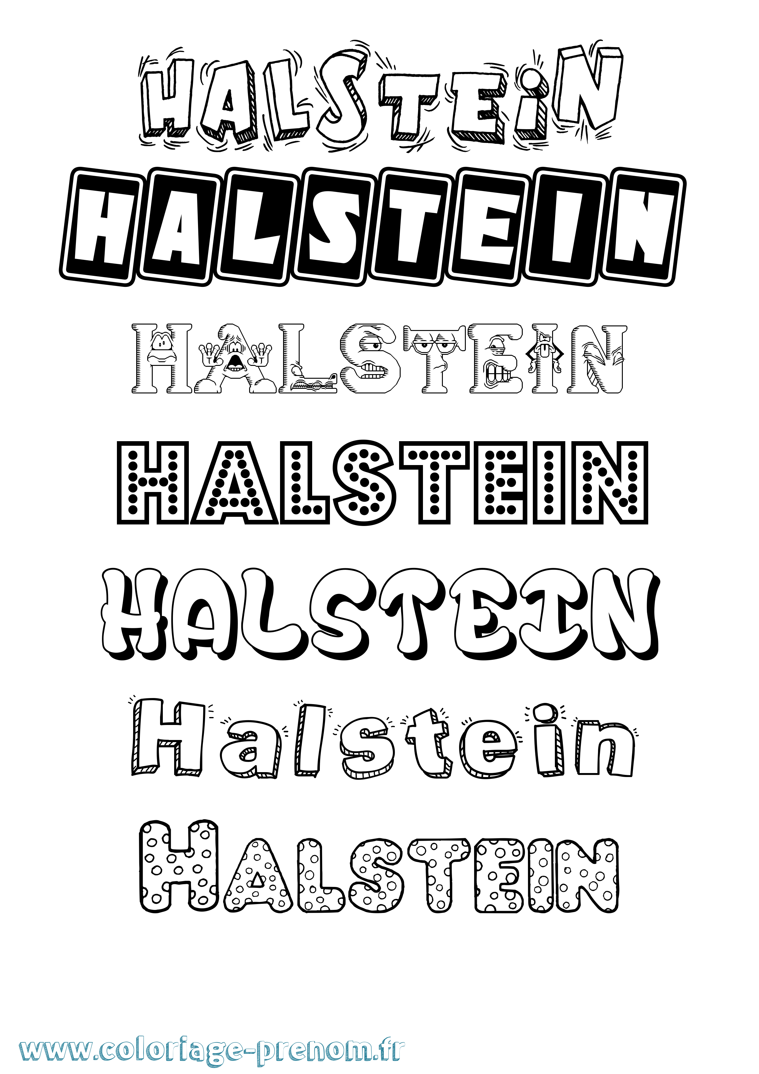 Coloriage prénom Halstein Fun