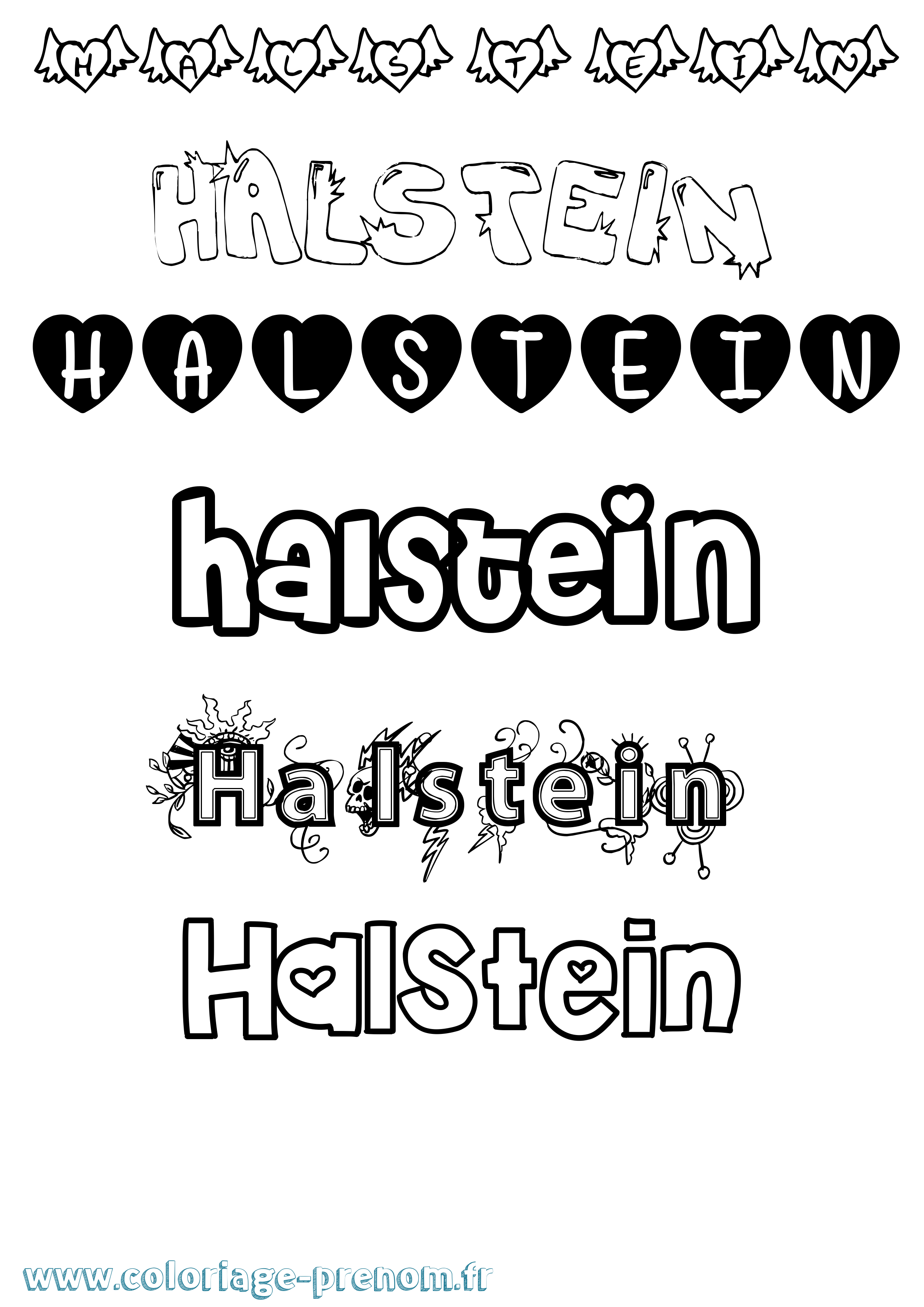 Coloriage Halstein Girly Coloriage prénom Halstein Girly