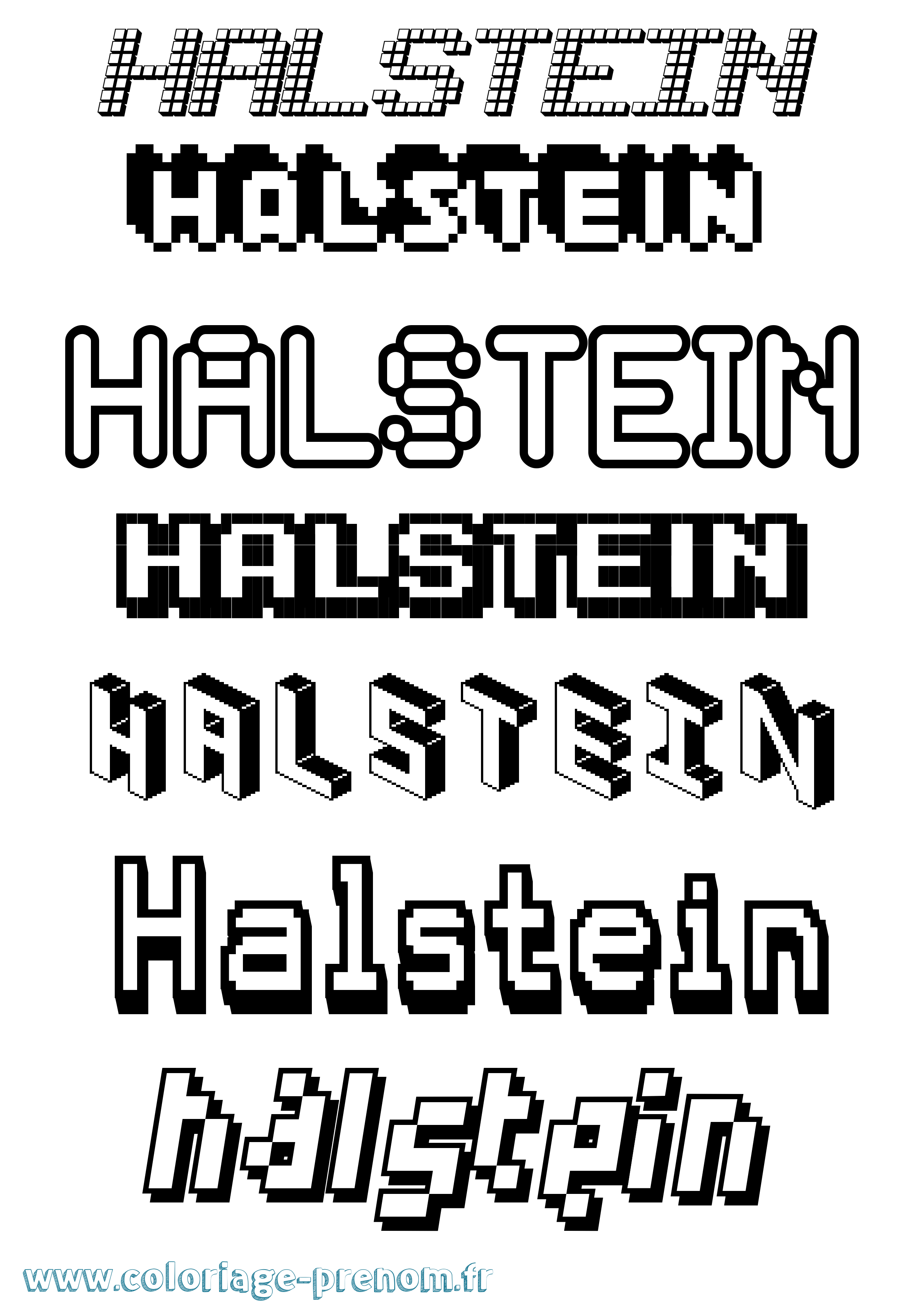 Coloriage prénom Halstein Pixel