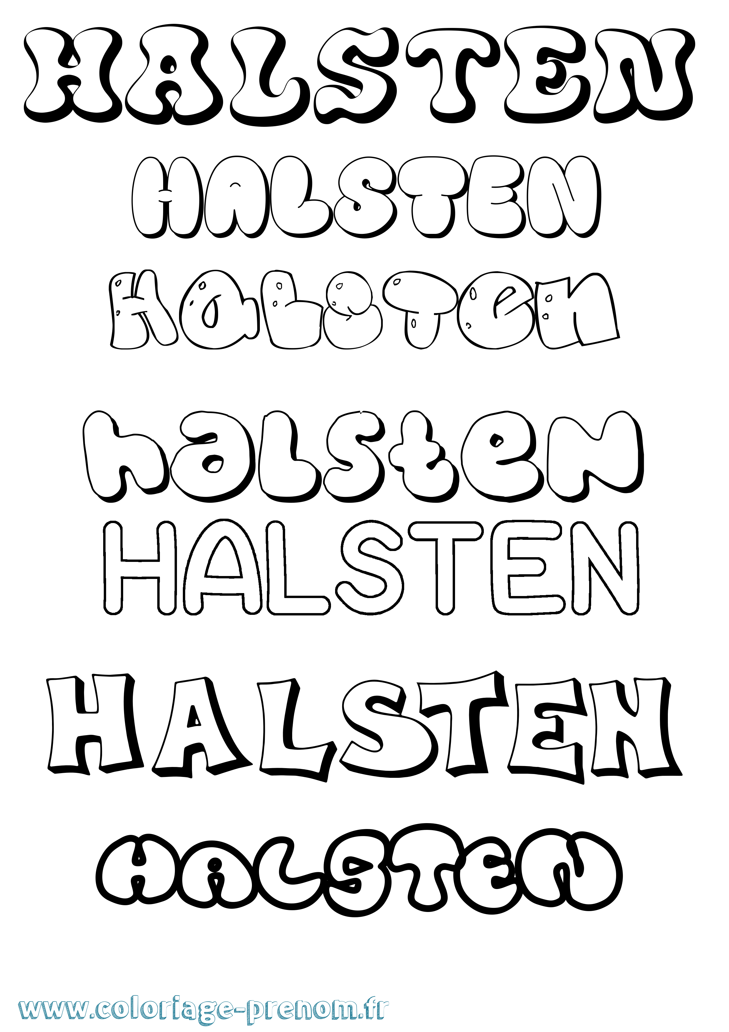 Coloriage prénom Halsten Bubble