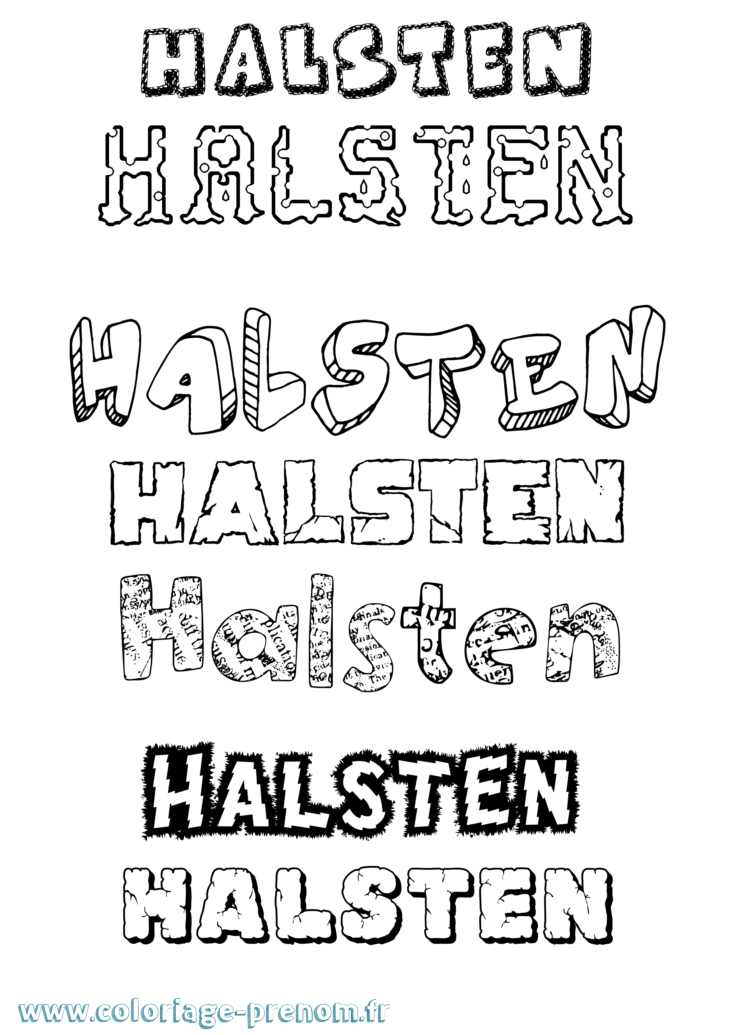 Coloriage prénom Halsten Destructuré