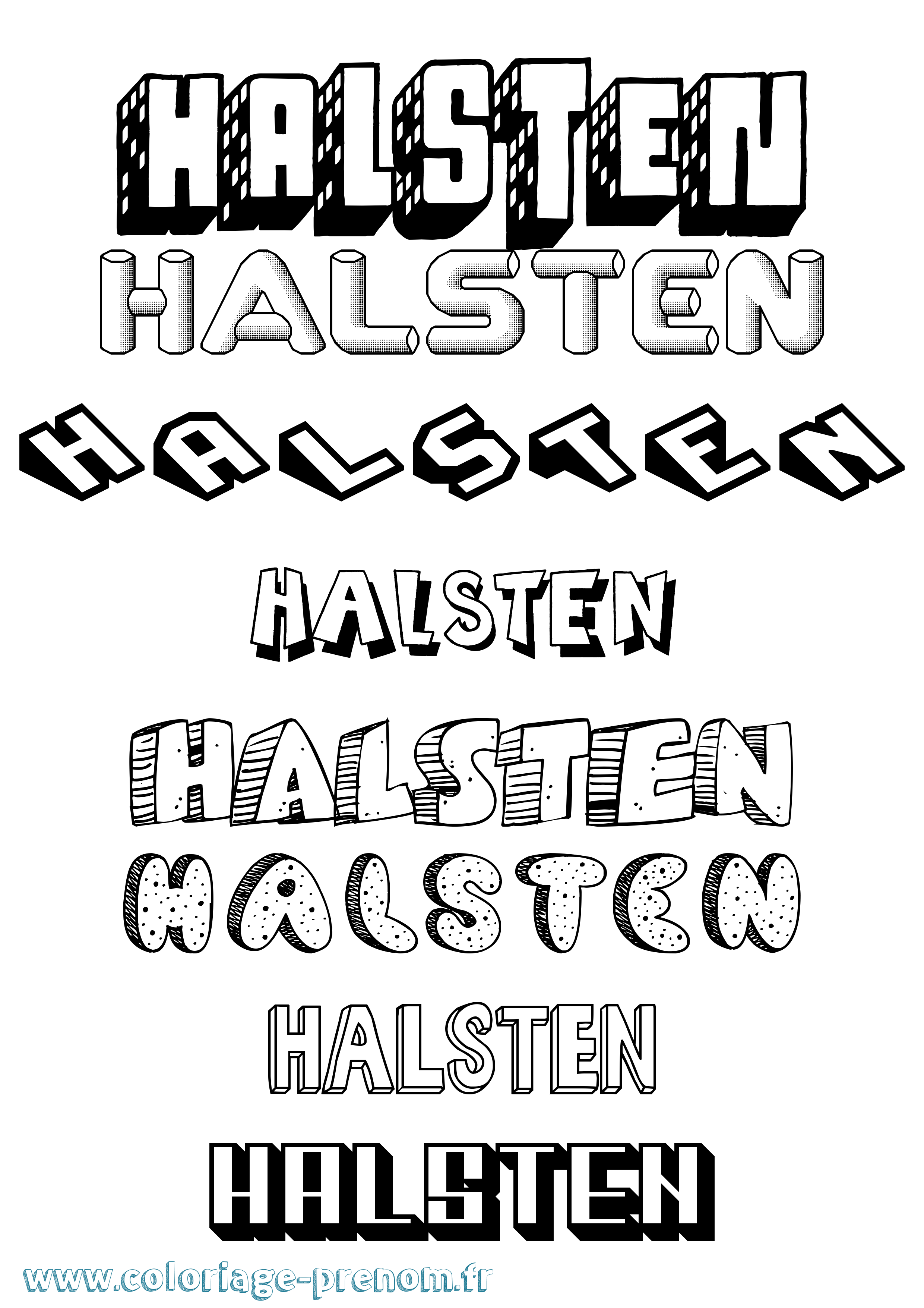 Coloriage prénom Halsten Effet 3D