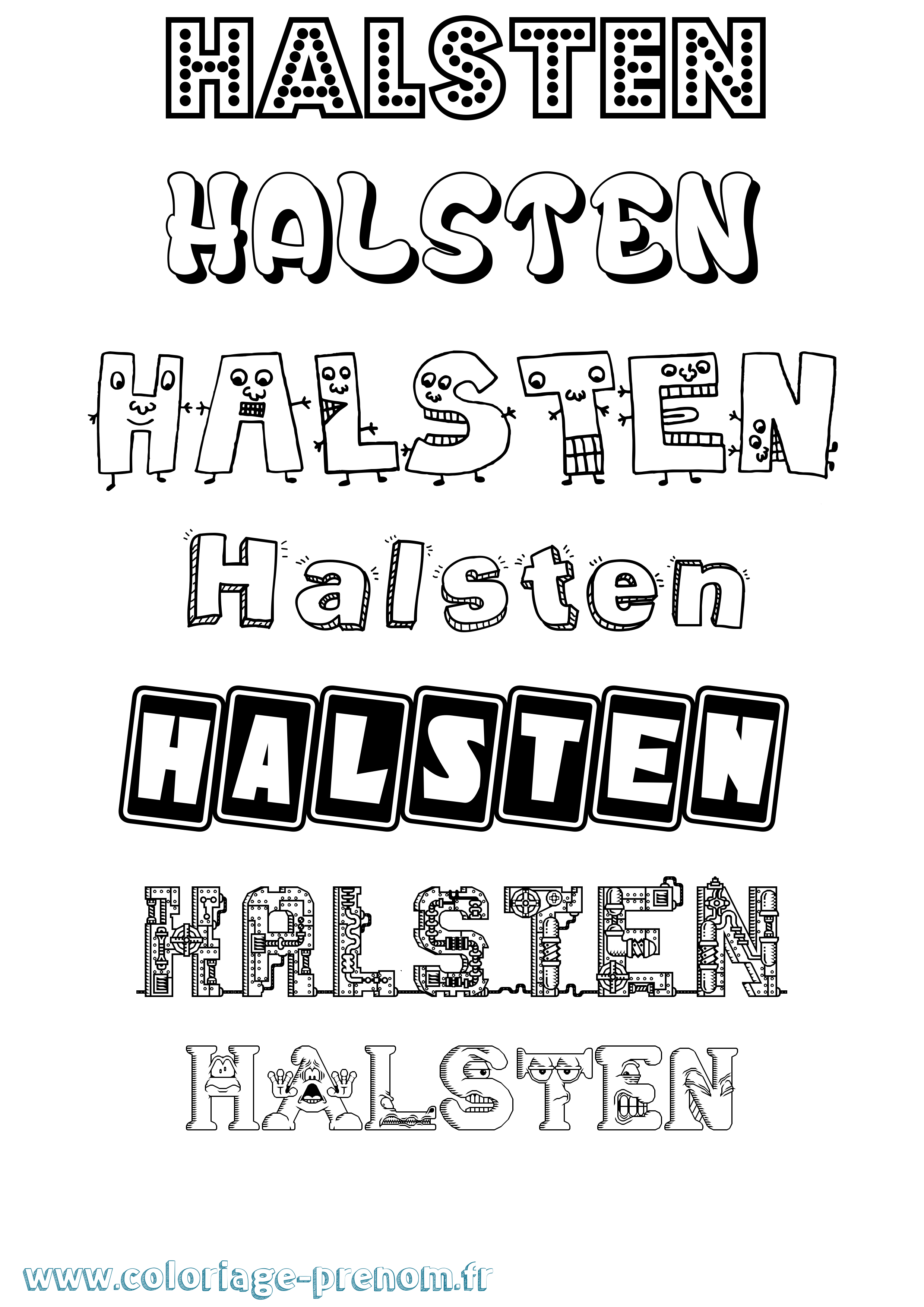 Coloriage prénom Halsten Fun