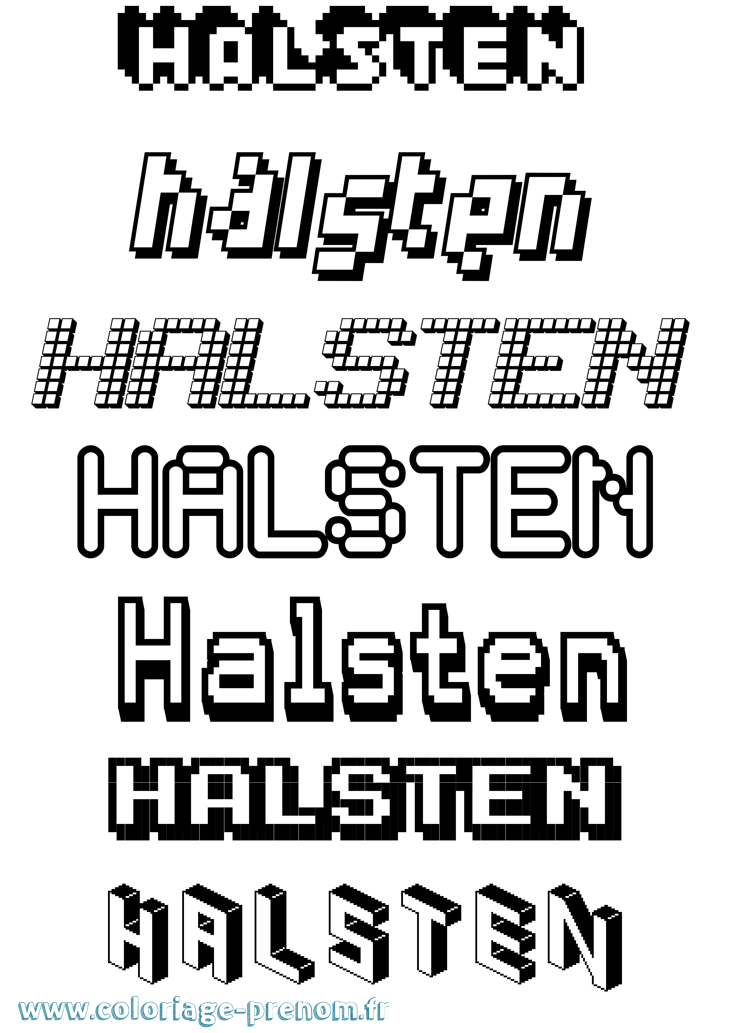 Coloriage prénom Halsten Pixel