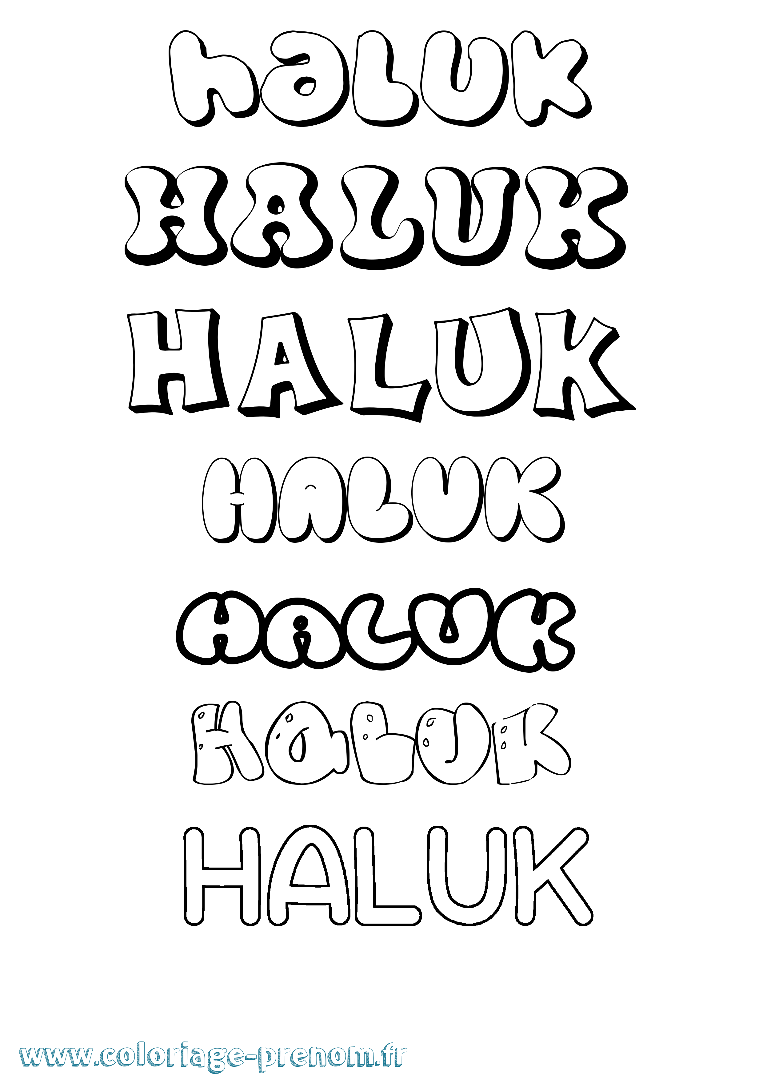 Coloriage prénom Haluk Bubble