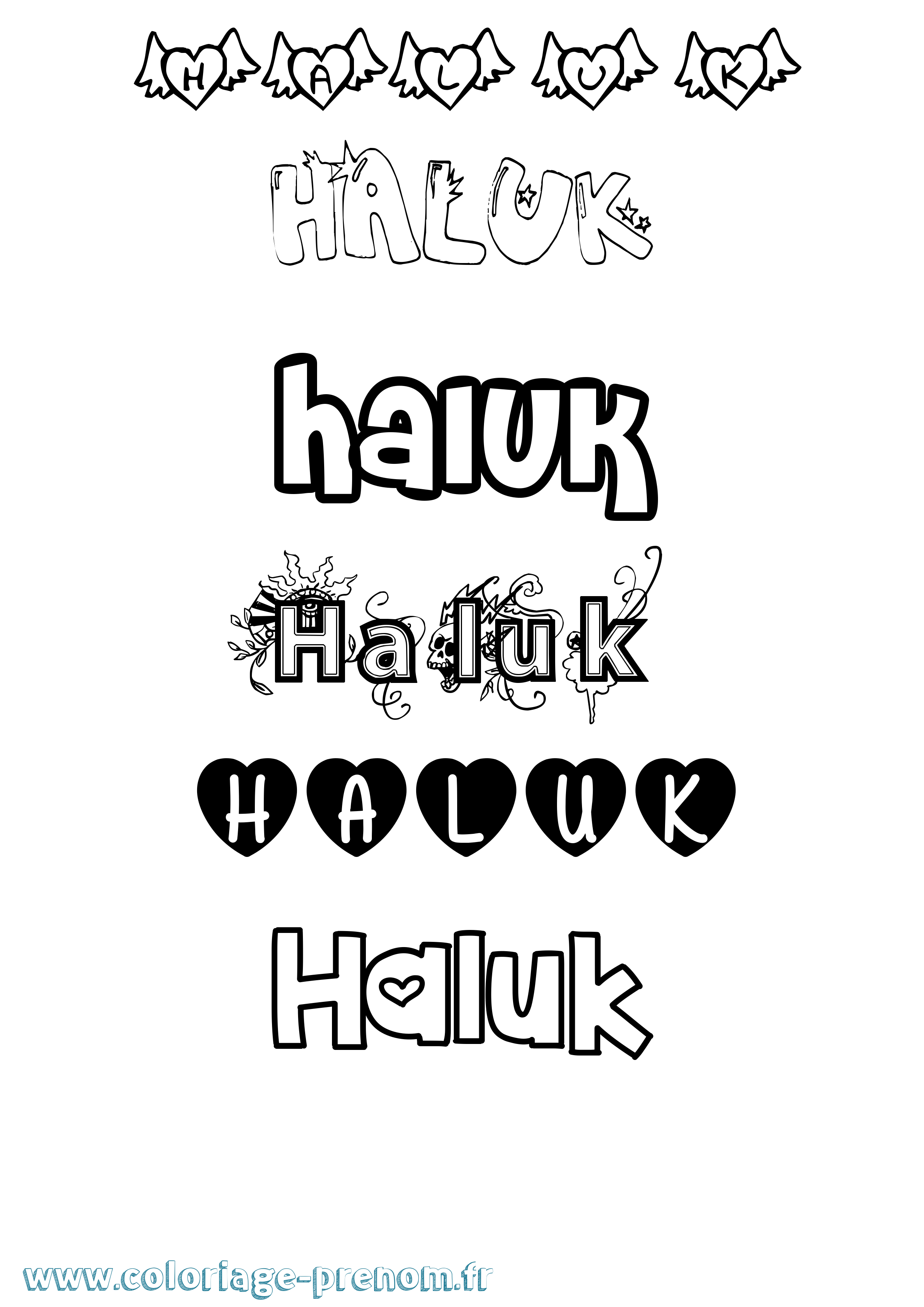 Coloriage prénom Haluk Girly