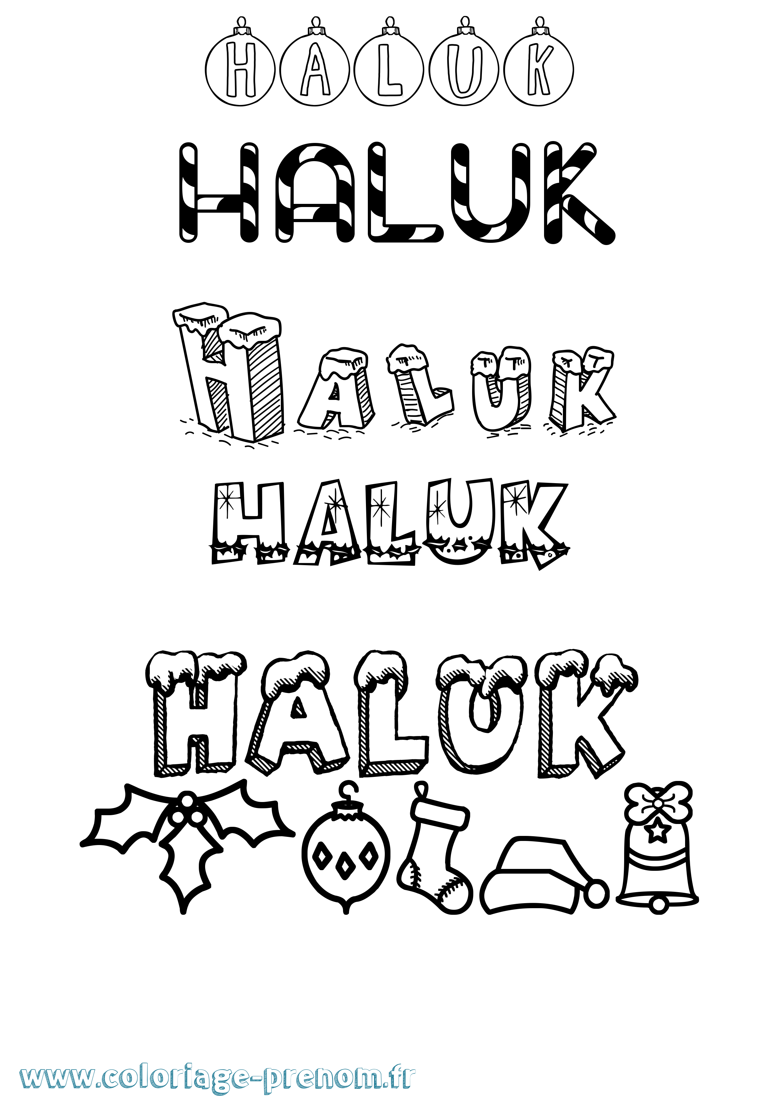 Coloriage prénom Haluk Noël