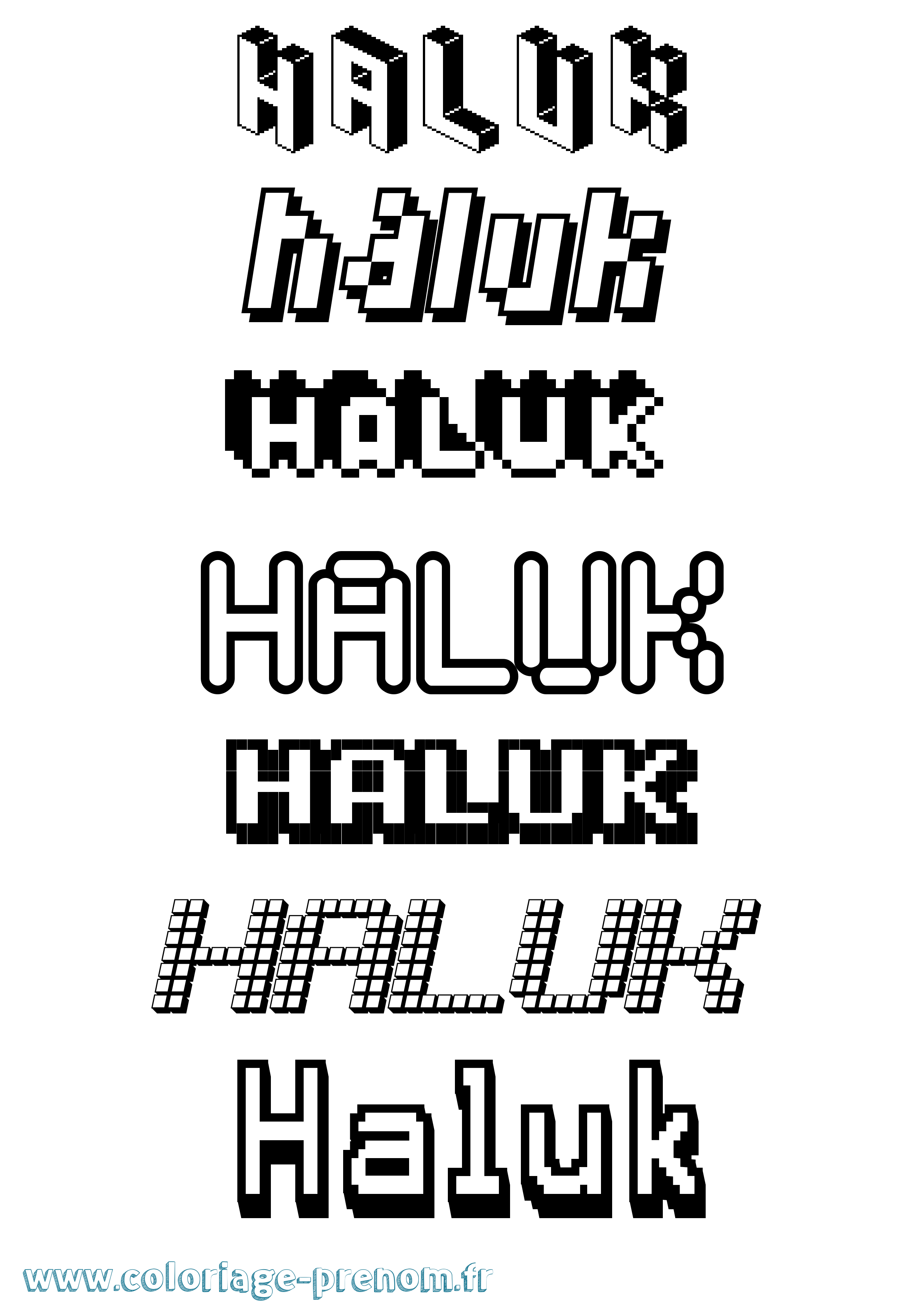 Coloriage prénom Haluk Pixel