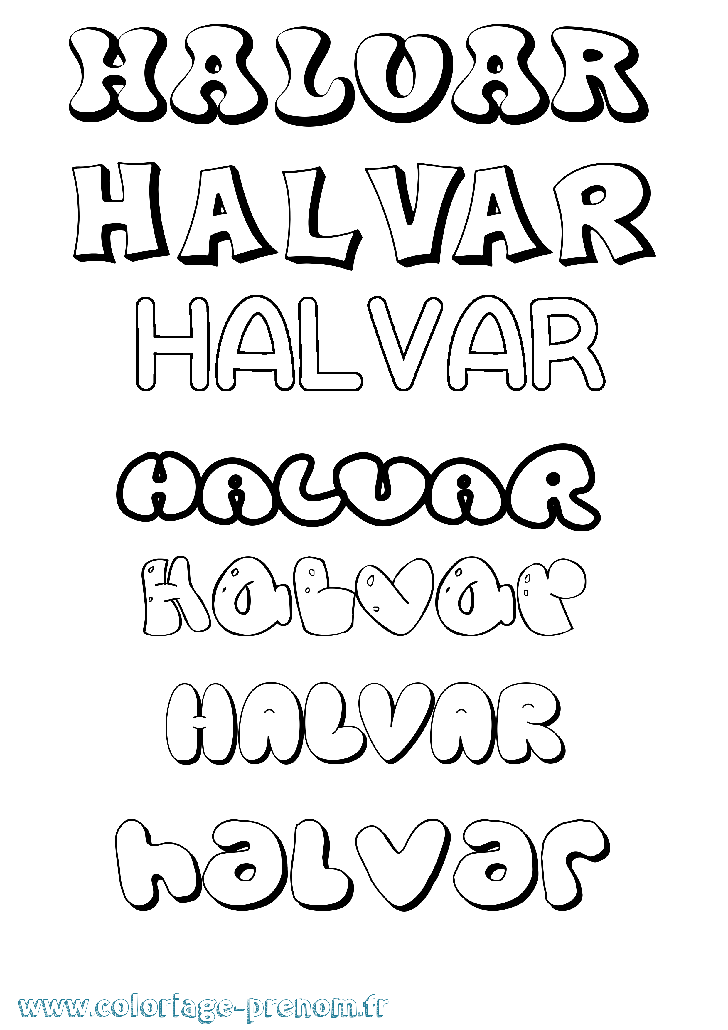Coloriage prénom Halvar Bubble