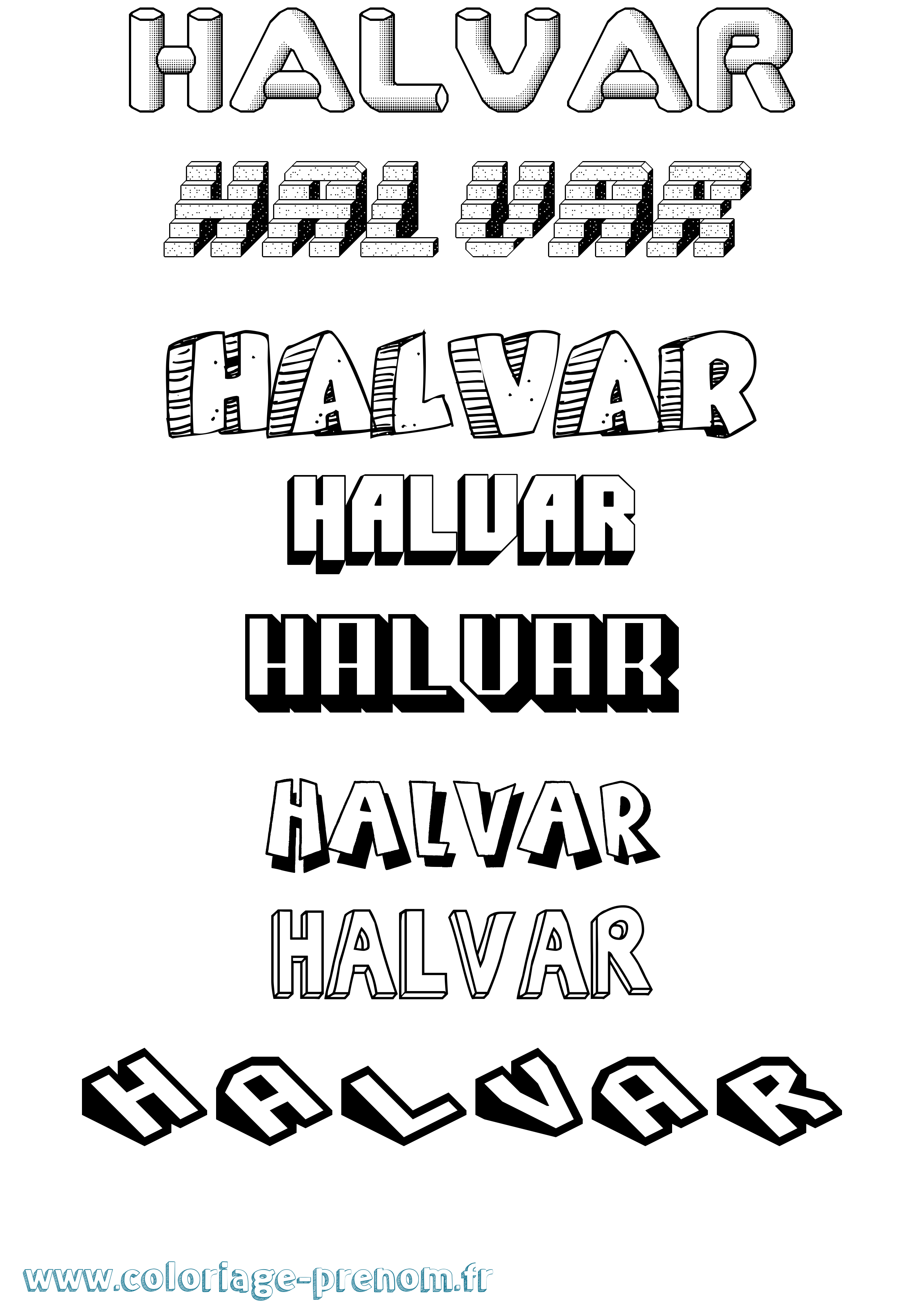 Coloriage prénom Halvar Effet 3D