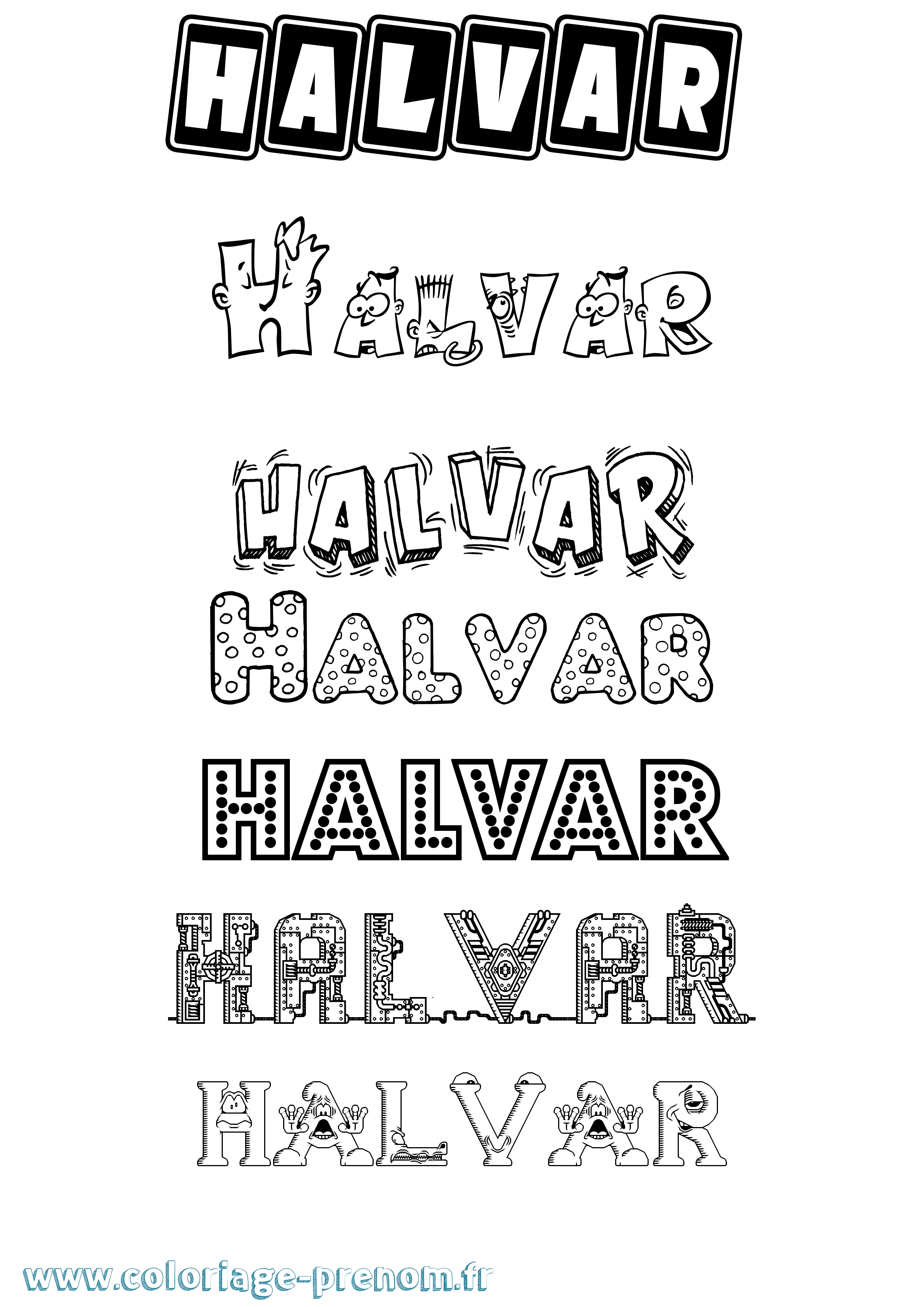 Coloriage prénom Halvar Fun