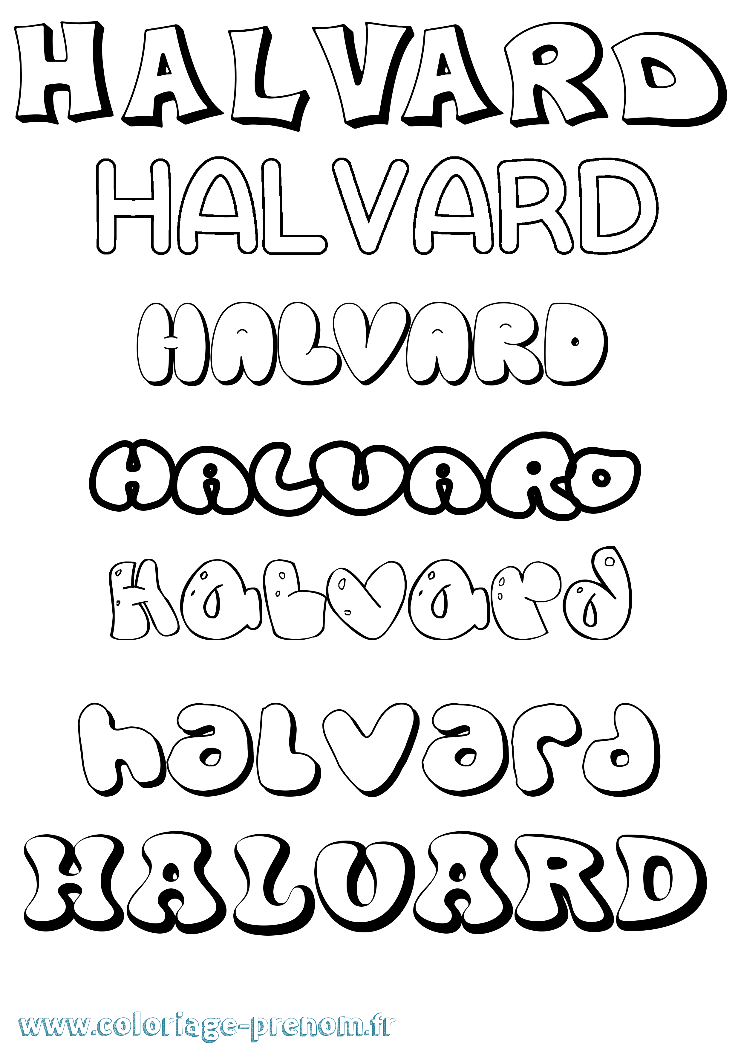 Coloriage prénom Halvard Bubble