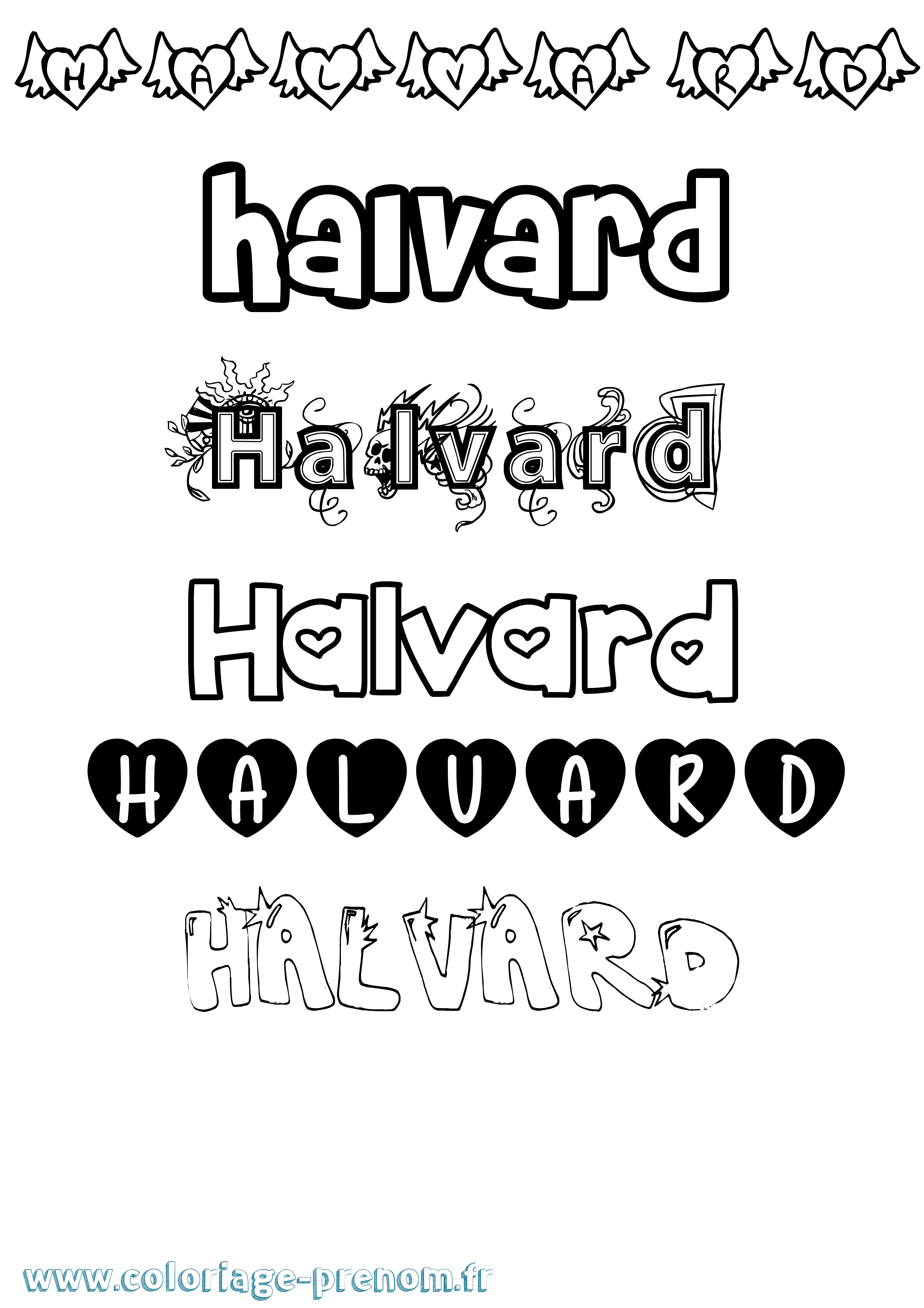 Coloriage prénom Halvard Girly