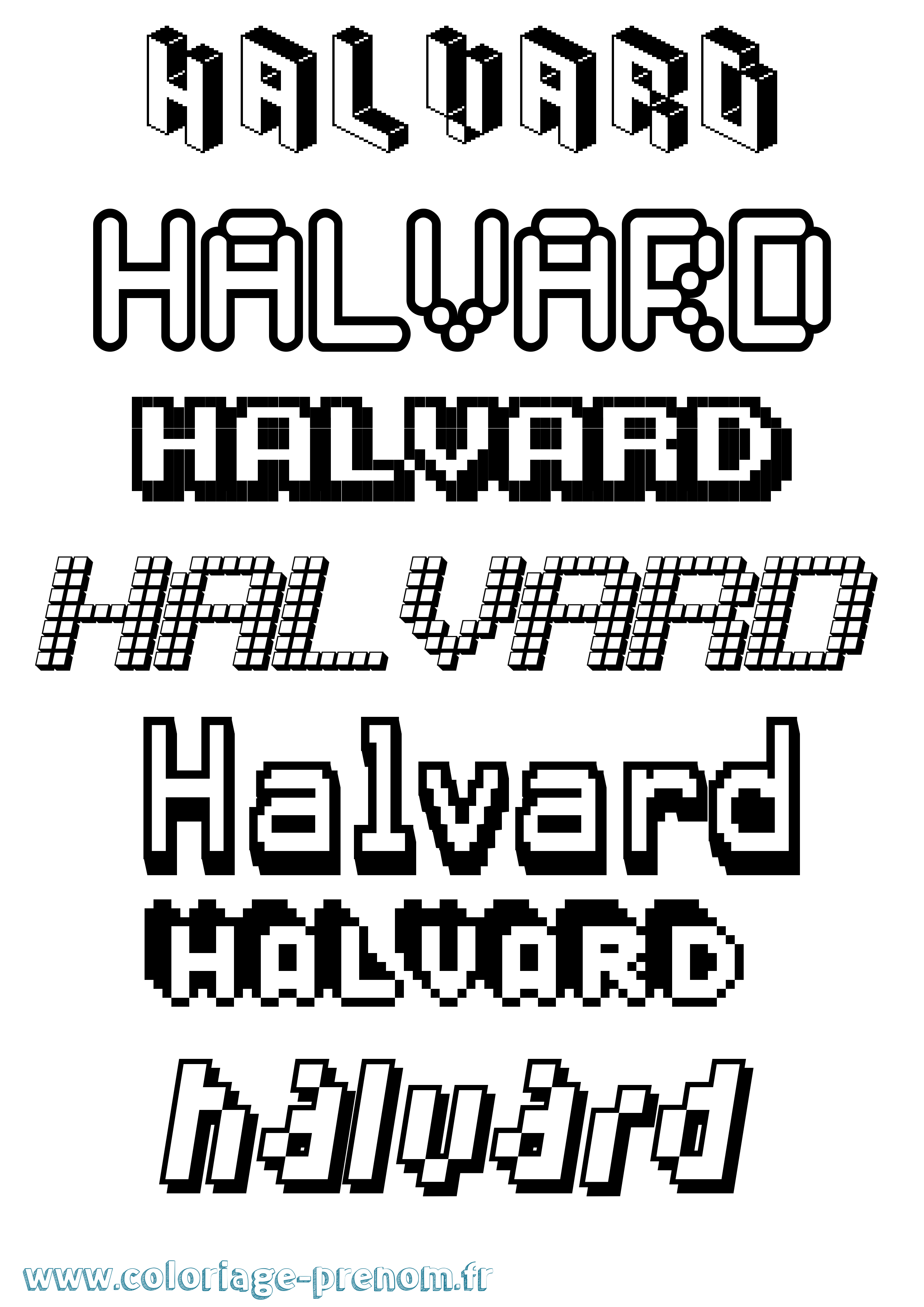Coloriage prénom Halvard Pixel