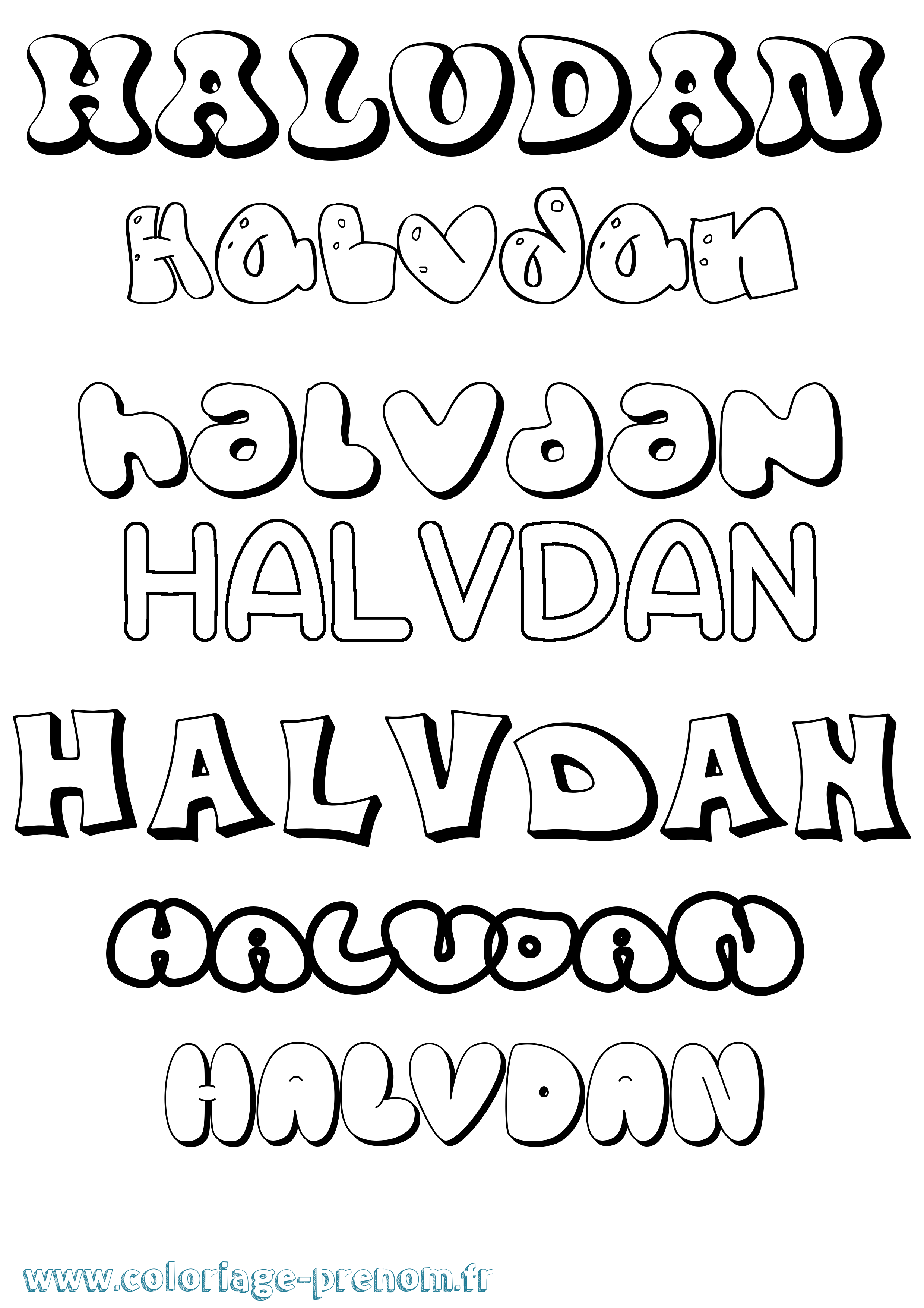 Coloriage prénom Halvdan Bubble