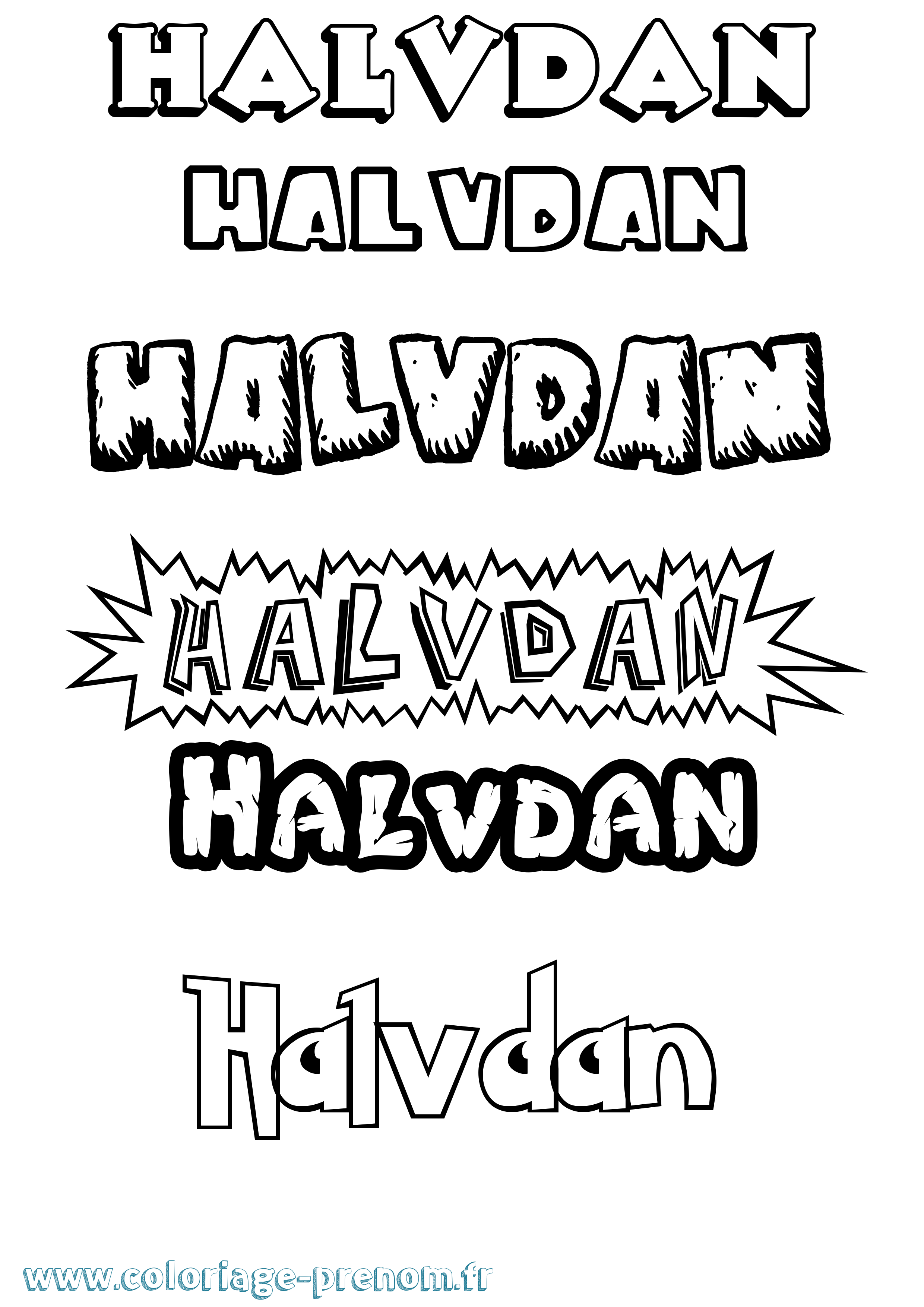 Coloriage prénom Halvdan Dessin Animé