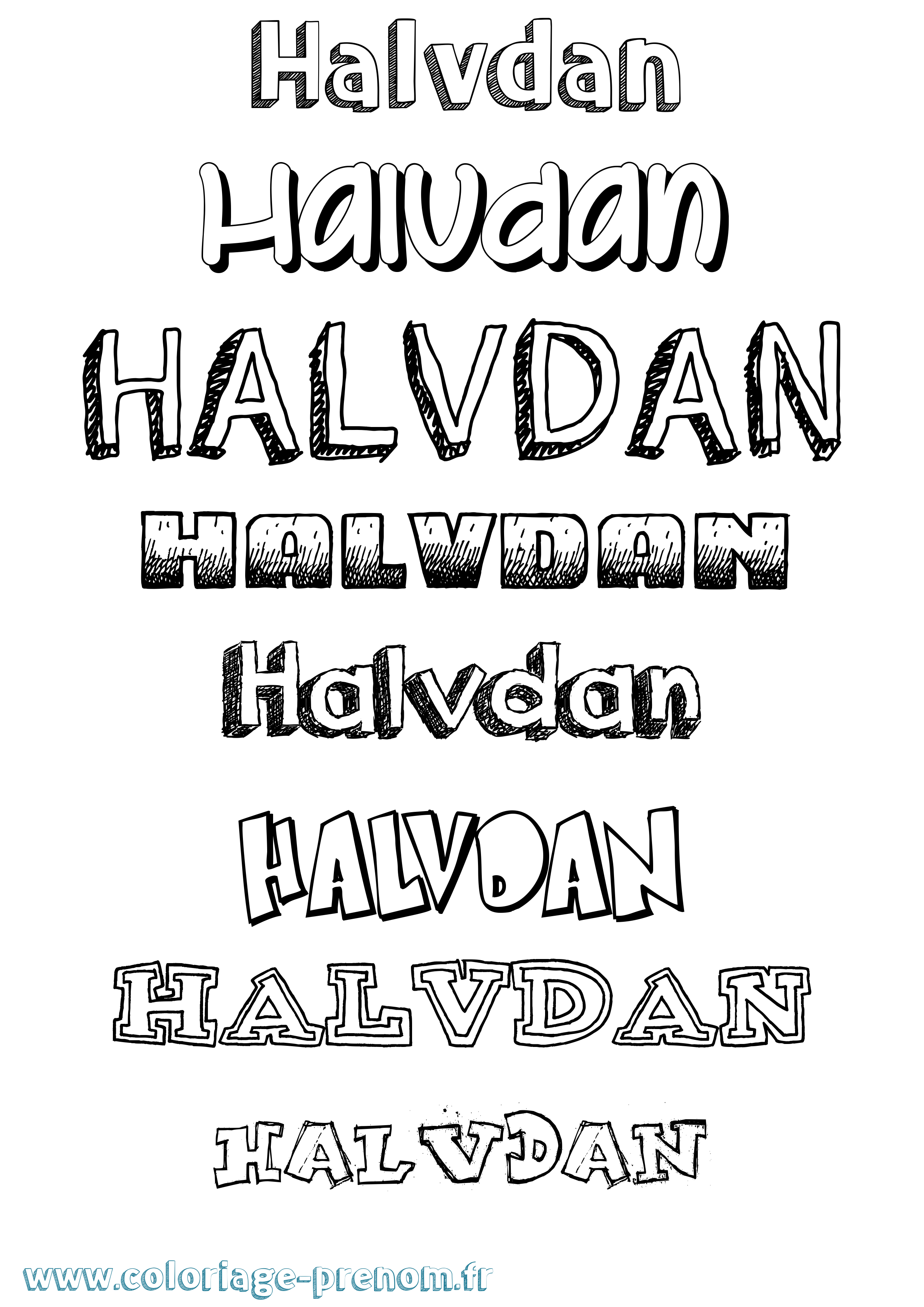 Coloriage prénom Halvdan Dessiné