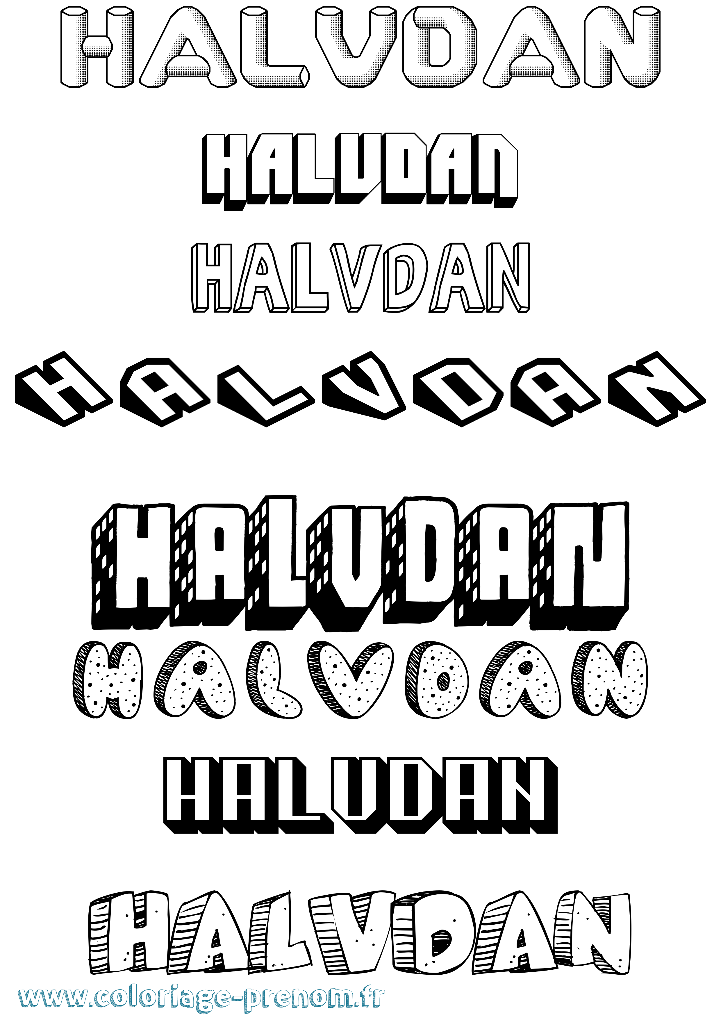Coloriage prénom Halvdan Effet 3D