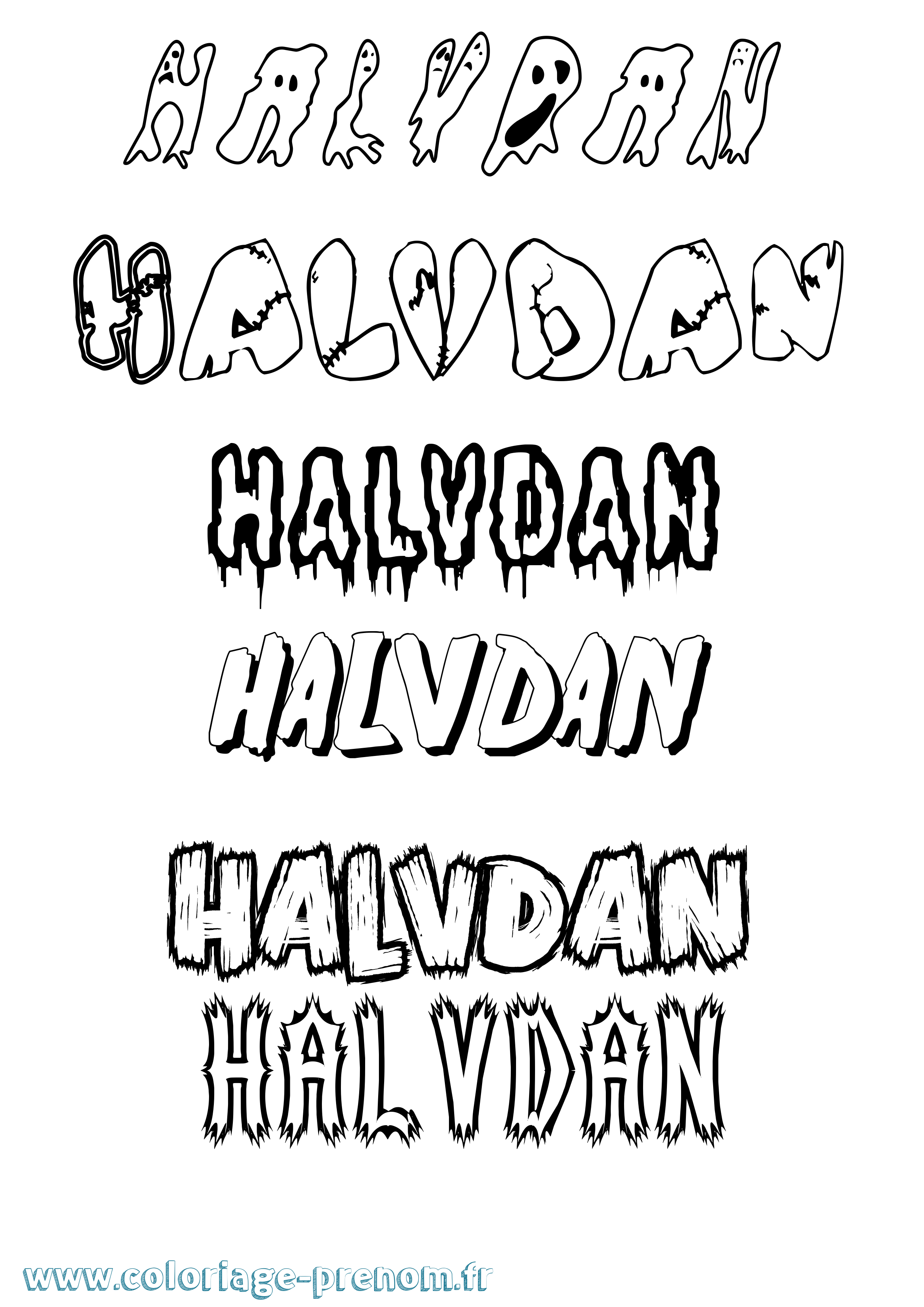 Coloriage prénom Halvdan Frisson