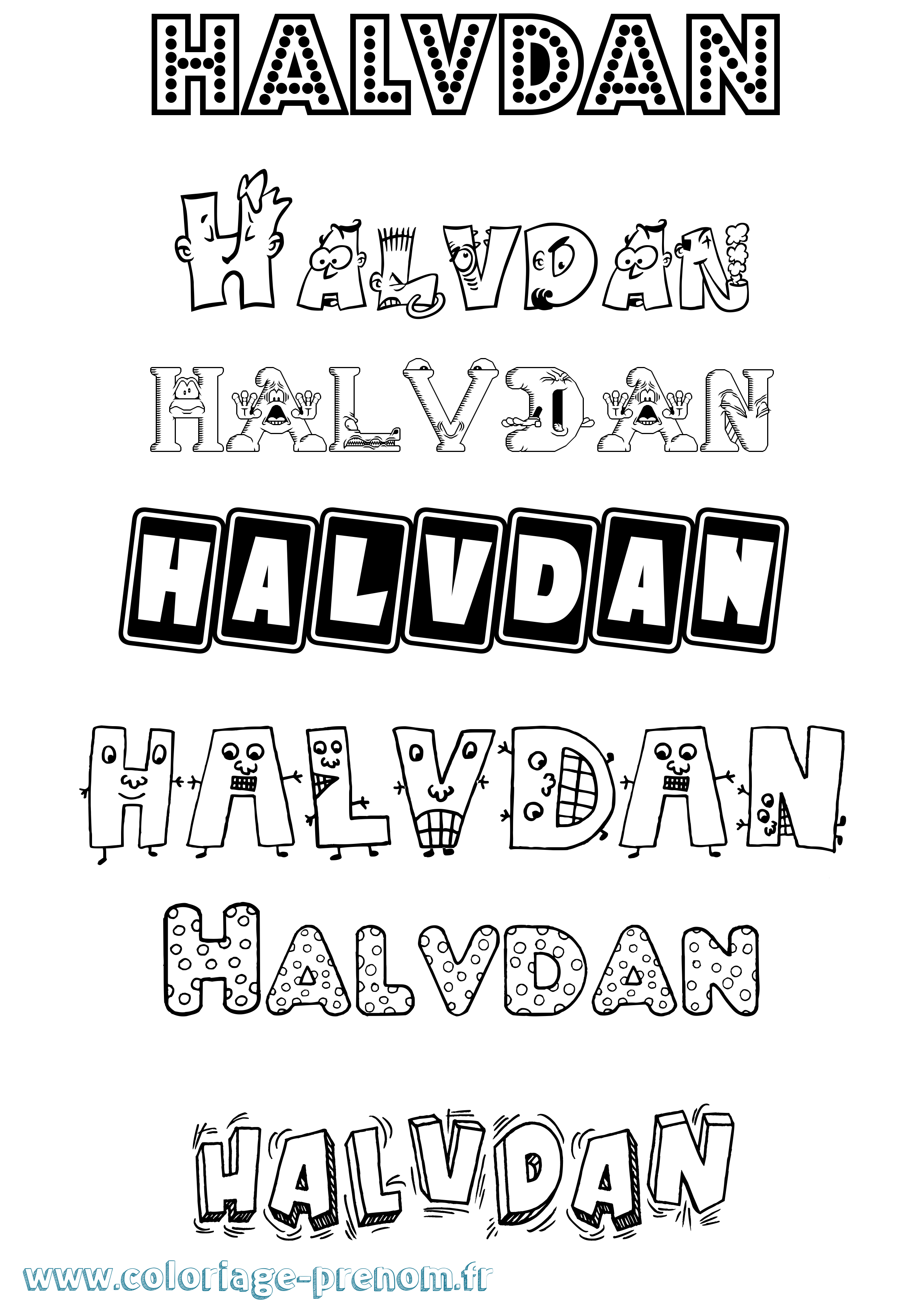 Coloriage prénom Halvdan Fun