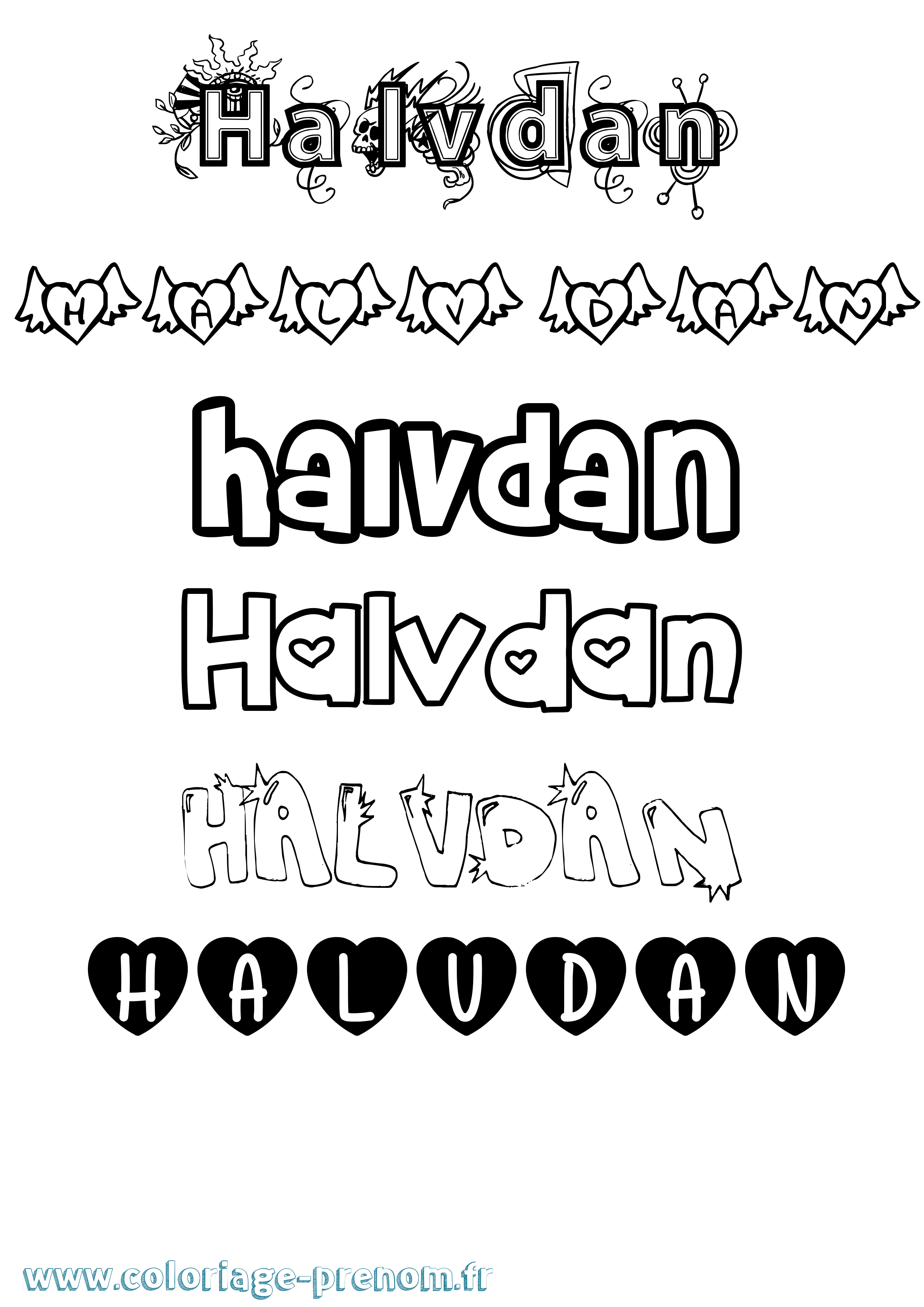 Coloriage prénom Halvdan Girly