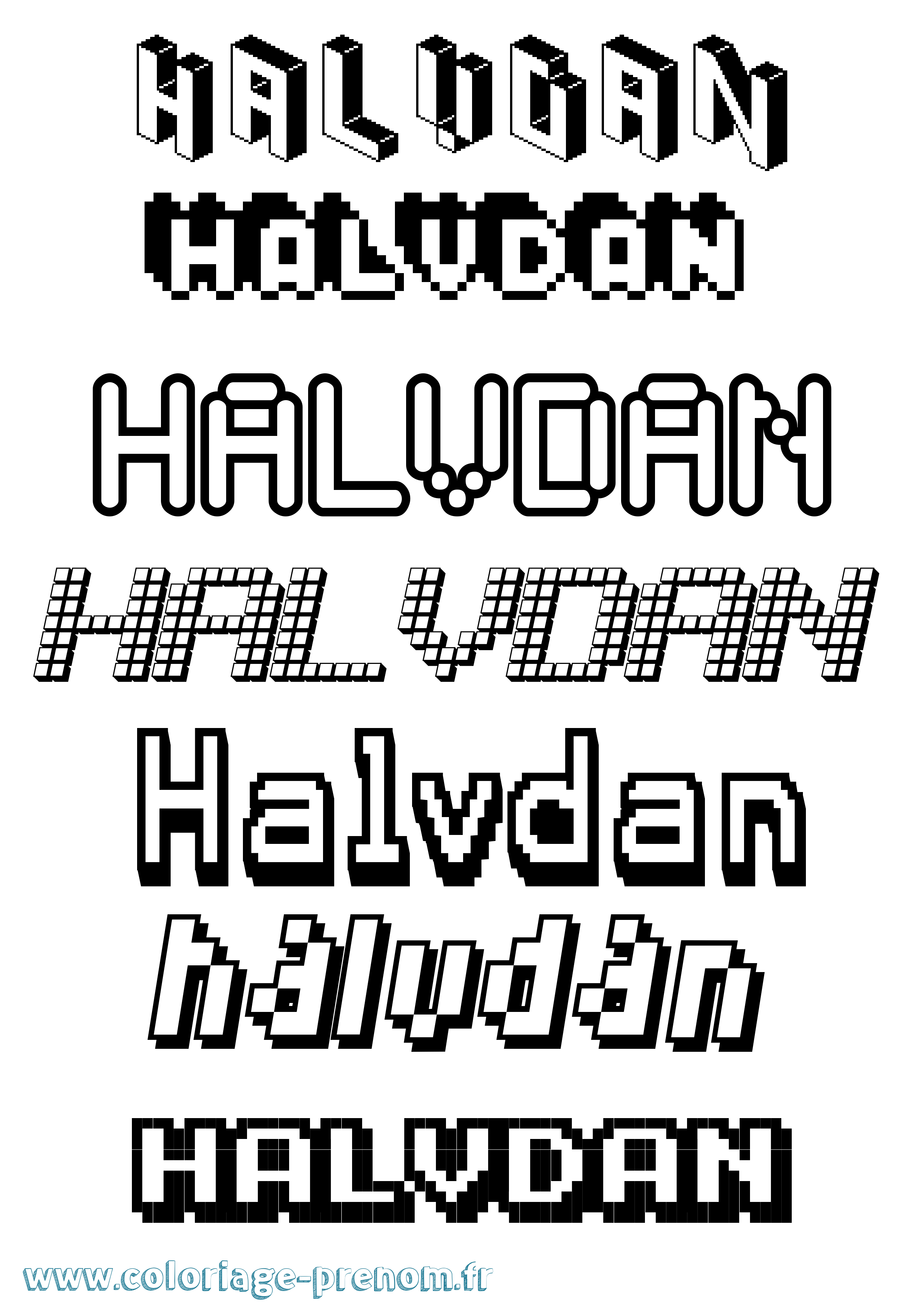 Coloriage prénom Halvdan Pixel