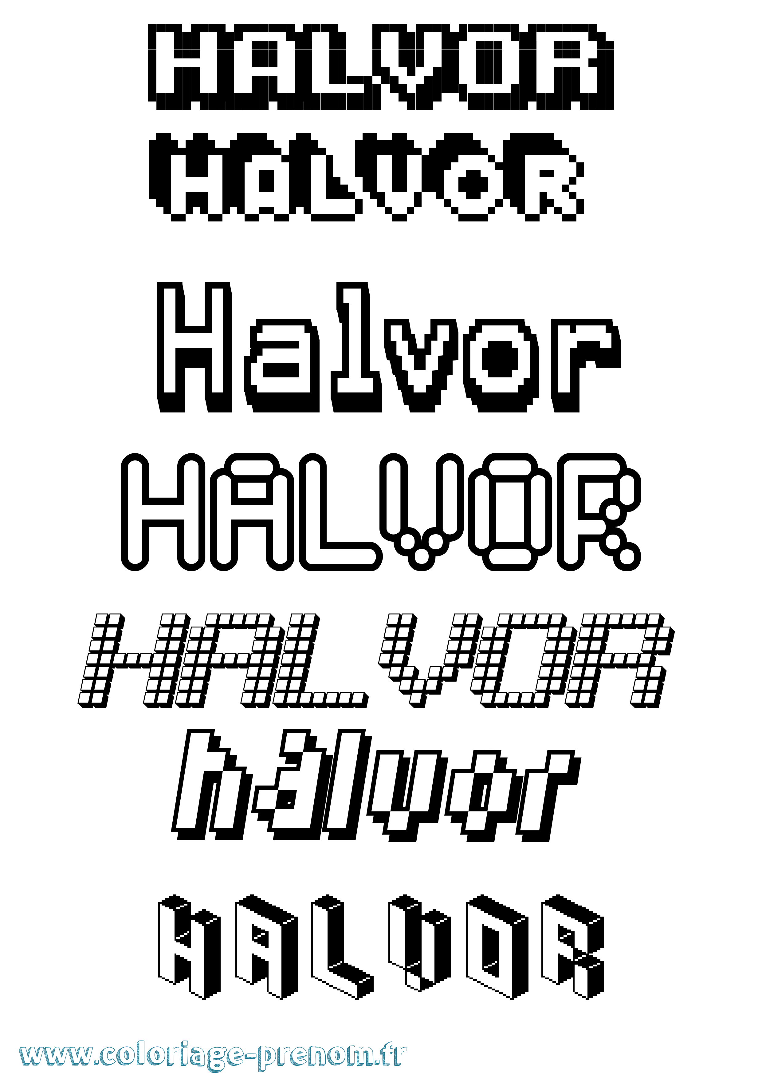 Coloriage prénom Halvor Pixel