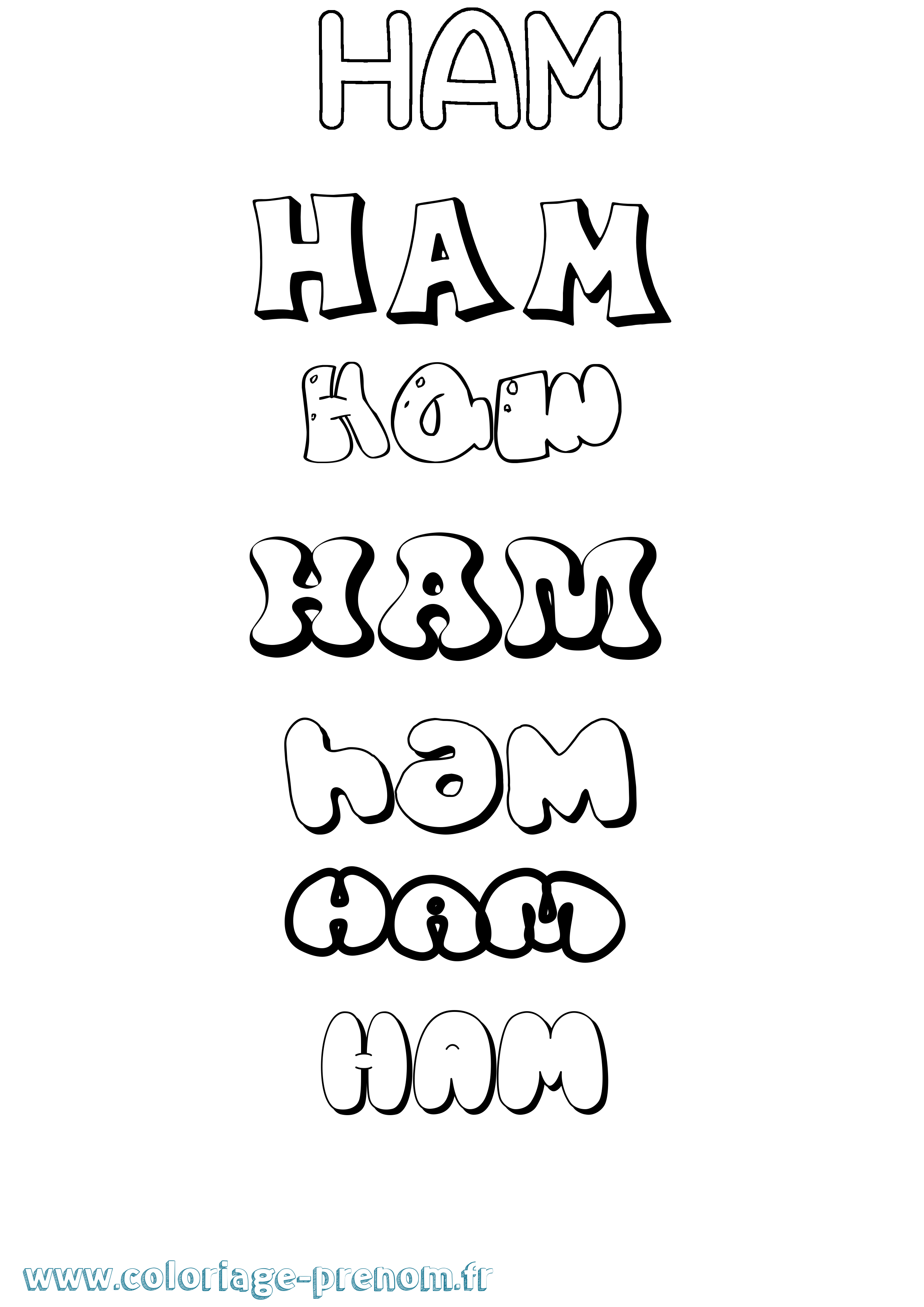 Coloriage prénom Ham Bubble
