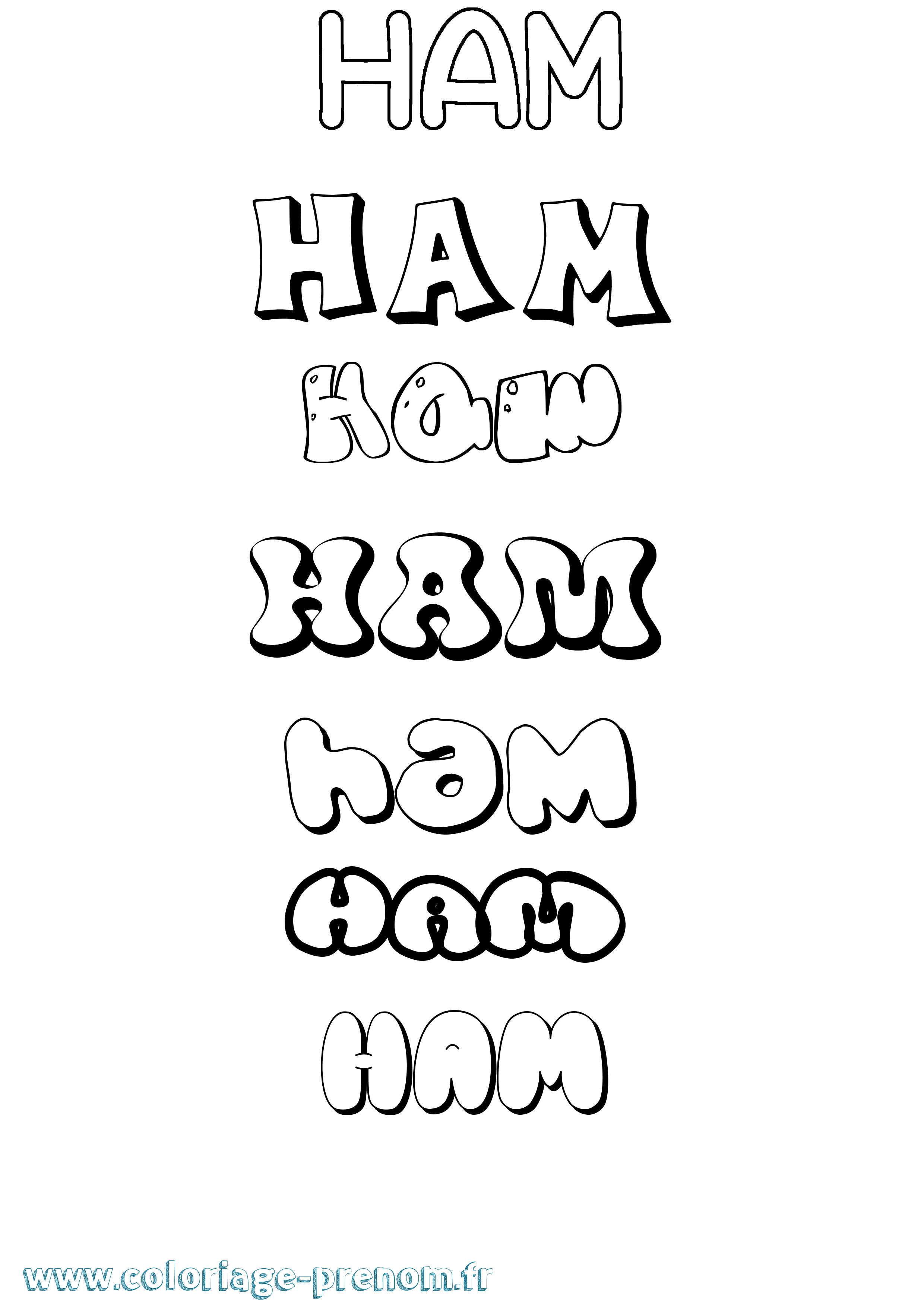 Coloriage Ham Bubble Coloriage prénom Ham Bubble