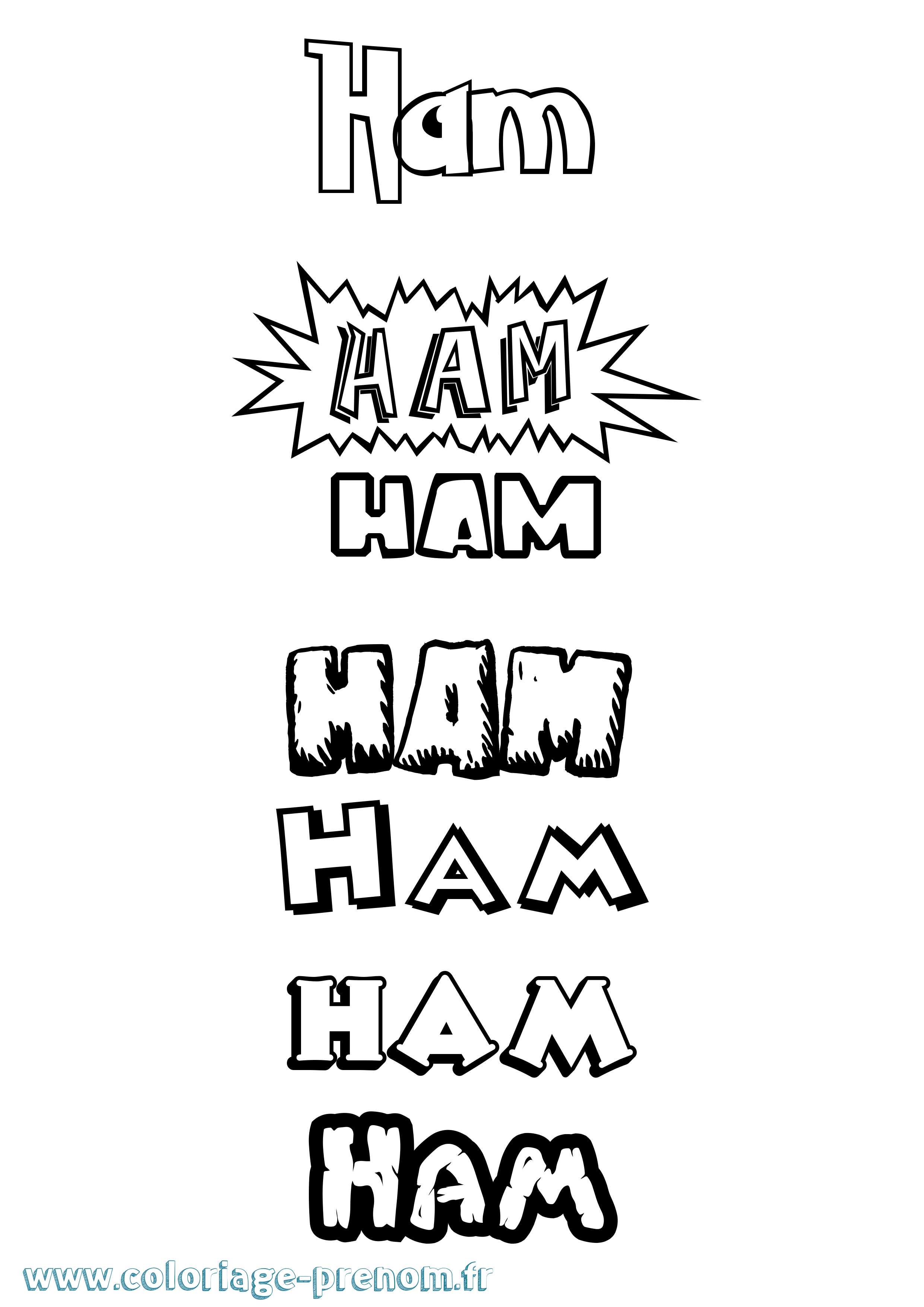 Coloriage Ham Dessin Animé Coloriage prénom Ham Dessin Animé
