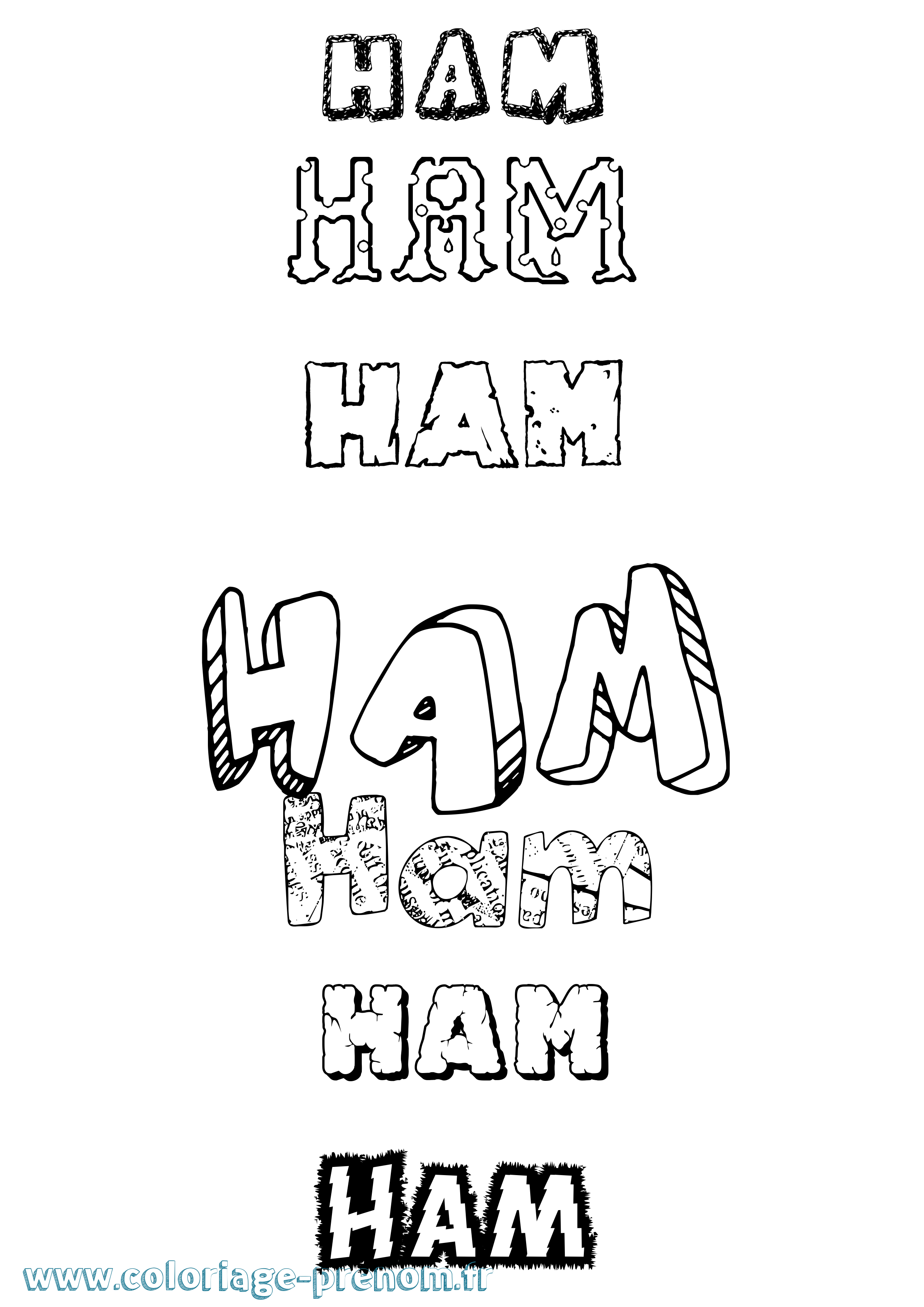Coloriage prénom Ham Destructuré
