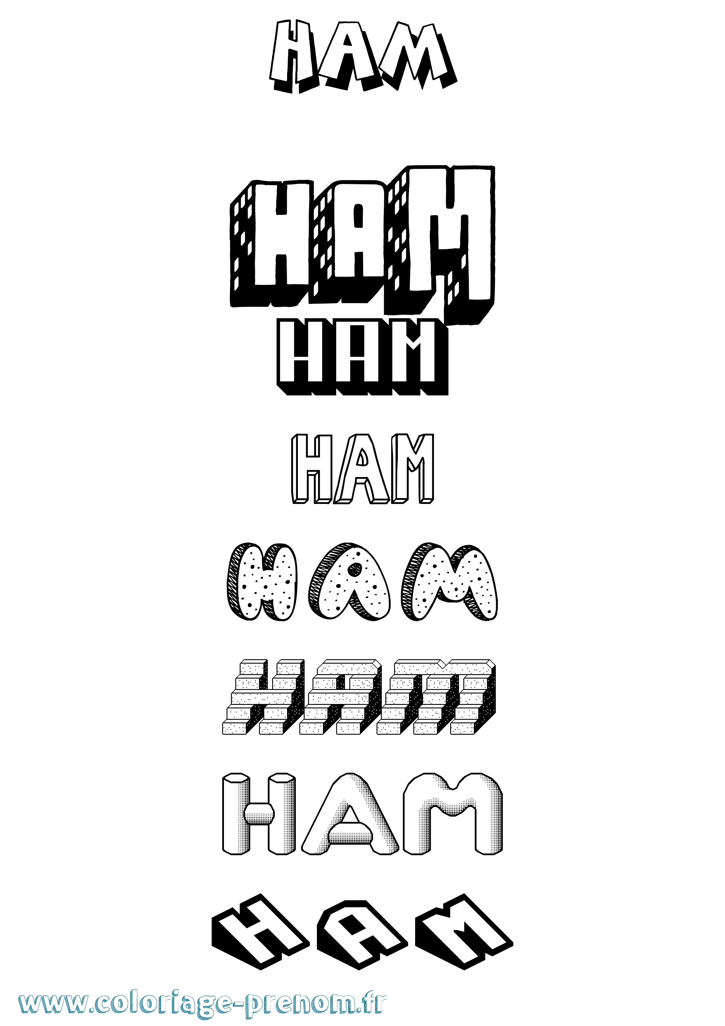 Coloriage Ham Effet 3D Coloriage prénom Ham Effet 3D