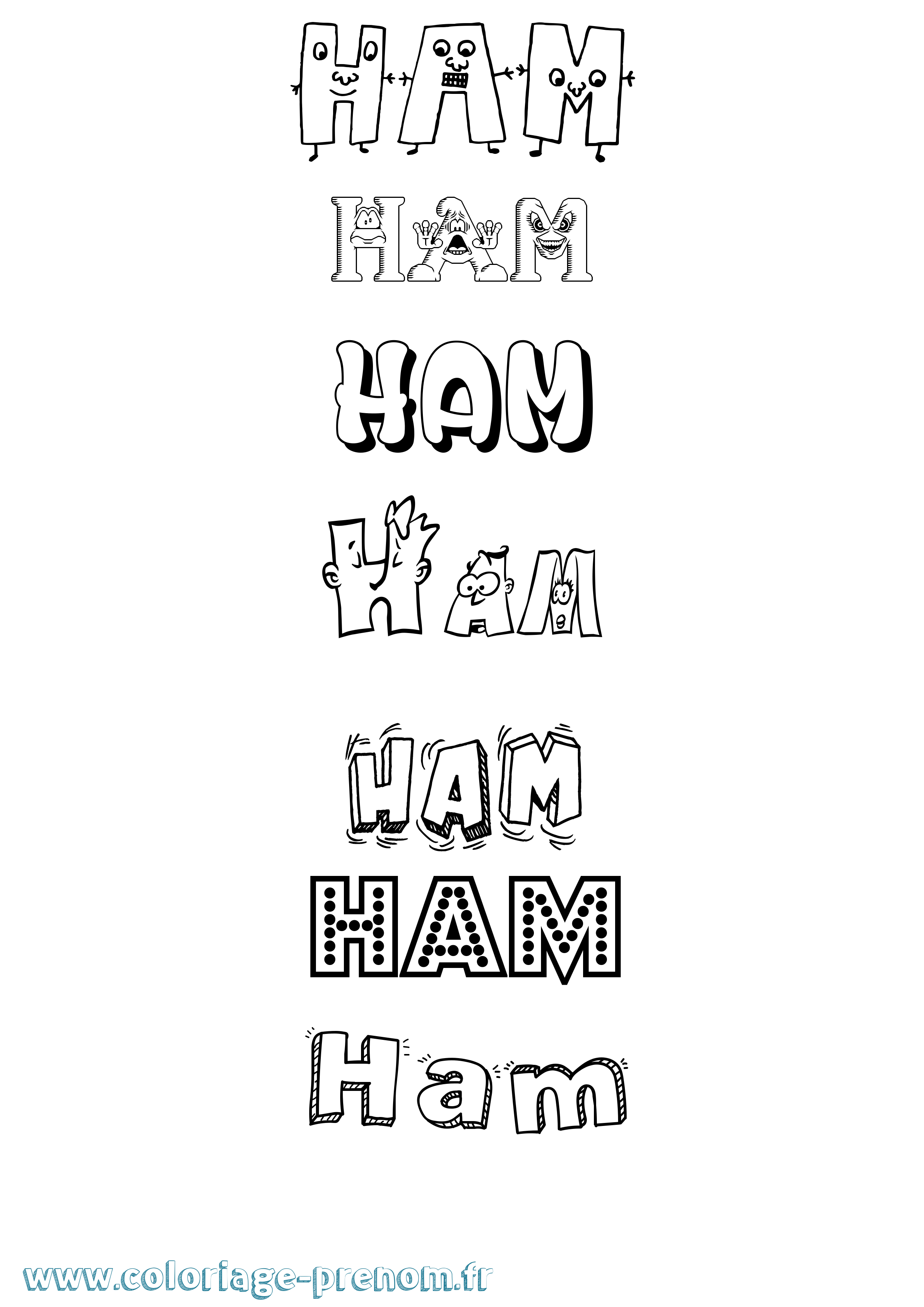 Coloriage prénom Ham Fun