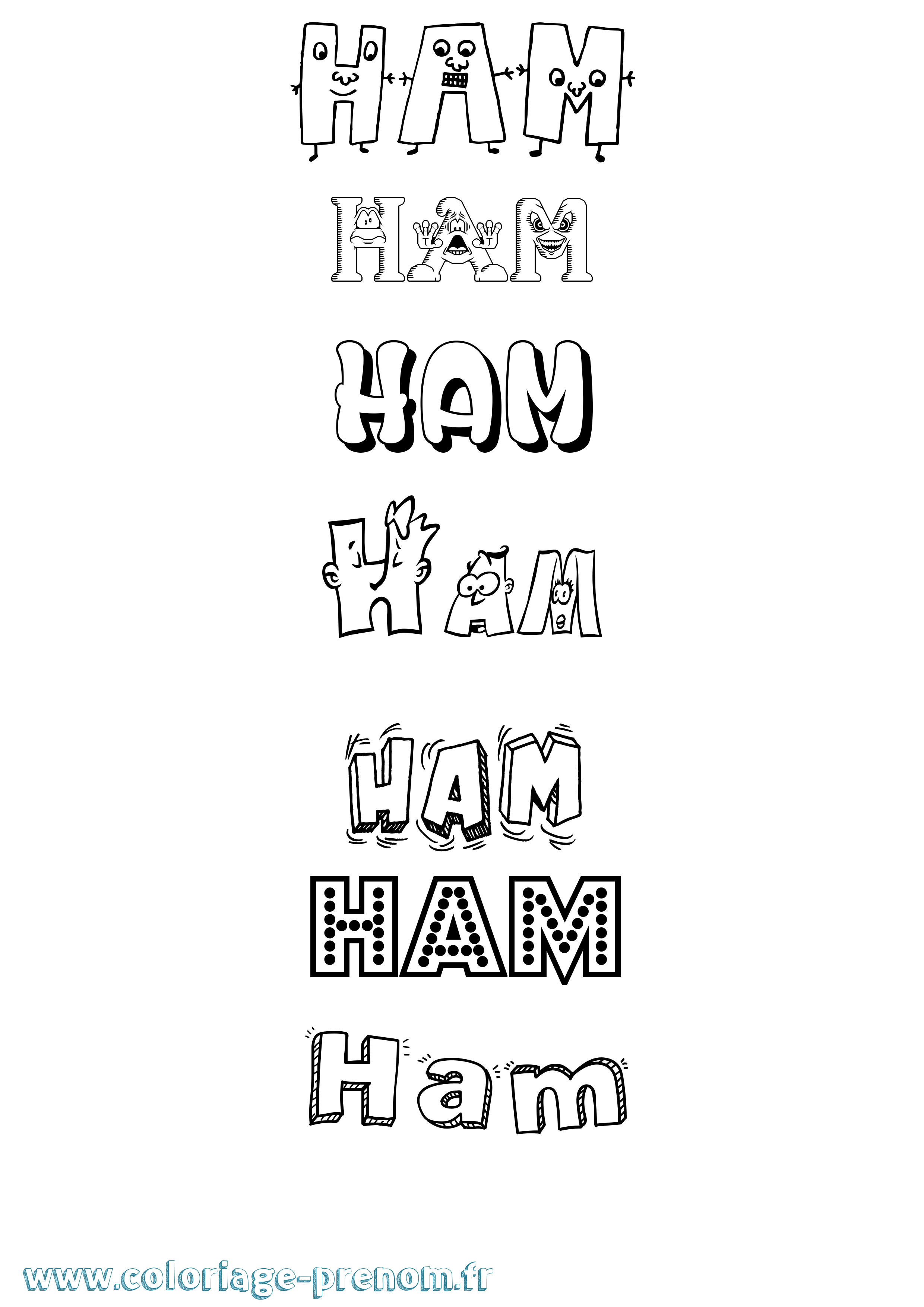 Coloriage Ham Fun Coloriage prénom Ham Fun