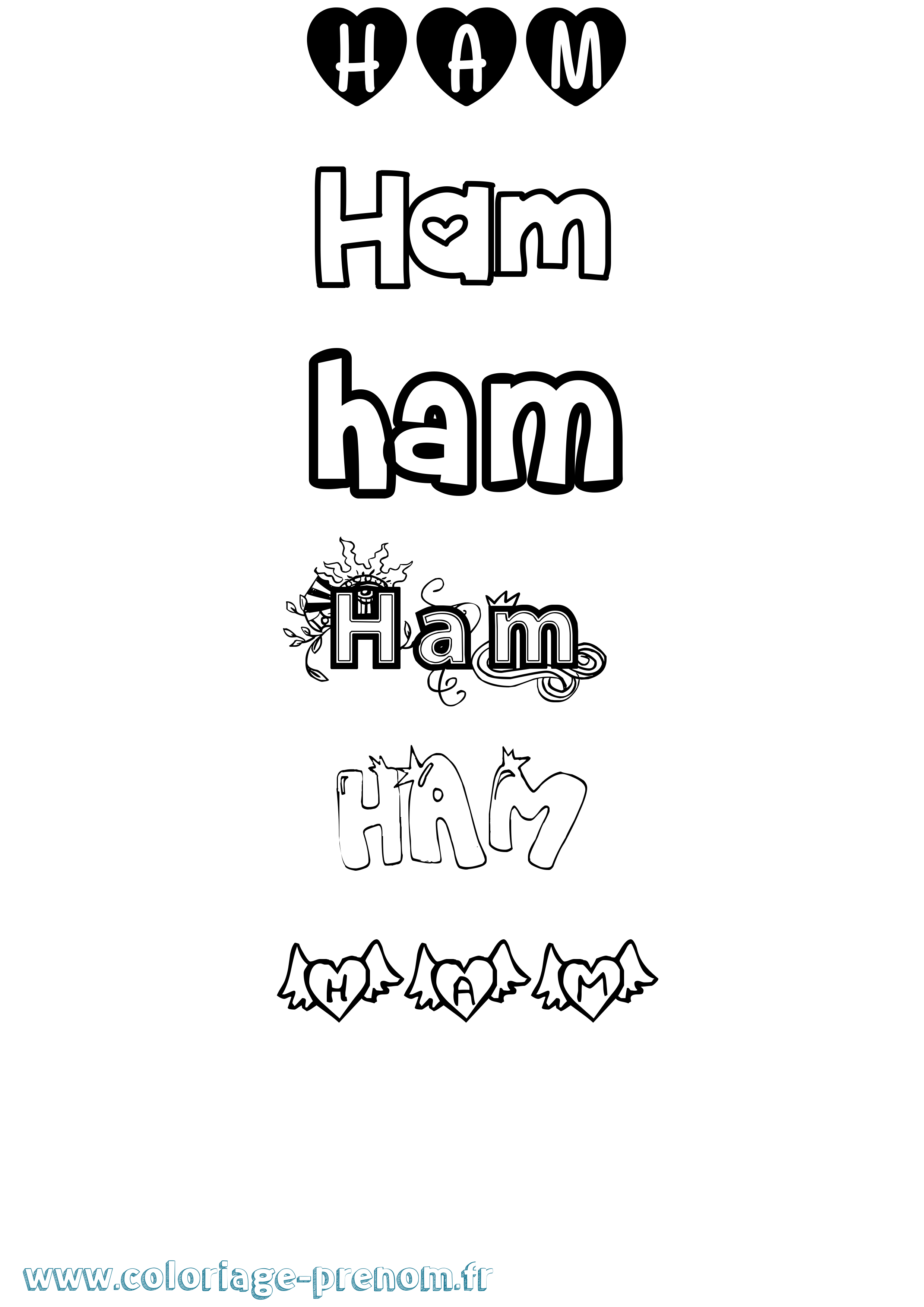 Coloriage prénom Ham Girly
