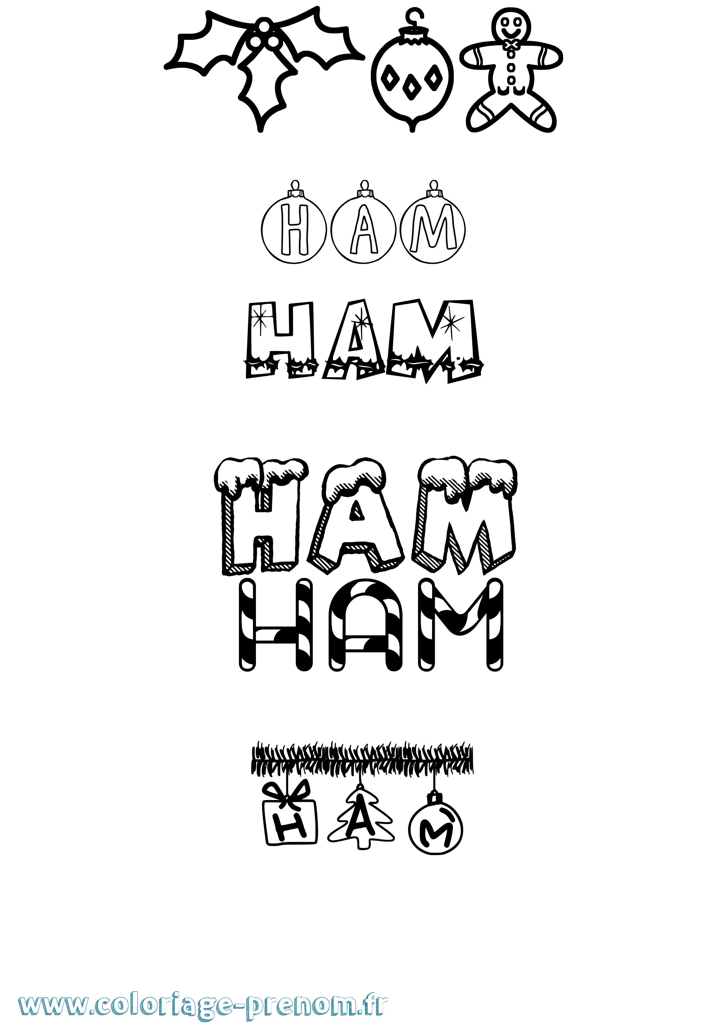 Coloriage Ham Noël Coloriage prénom Ham Noël