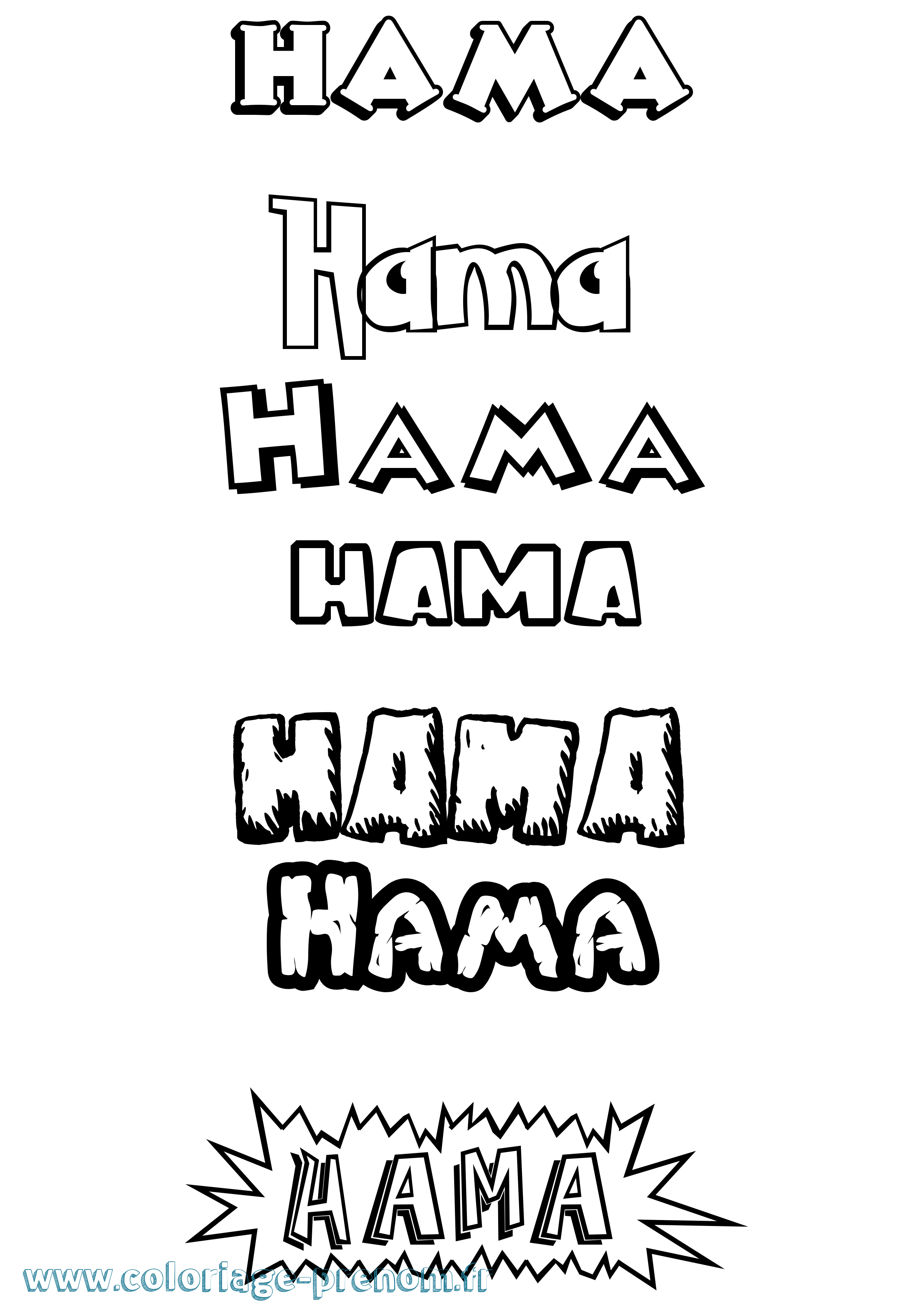 Coloriage prénom Hama Dessin Animé