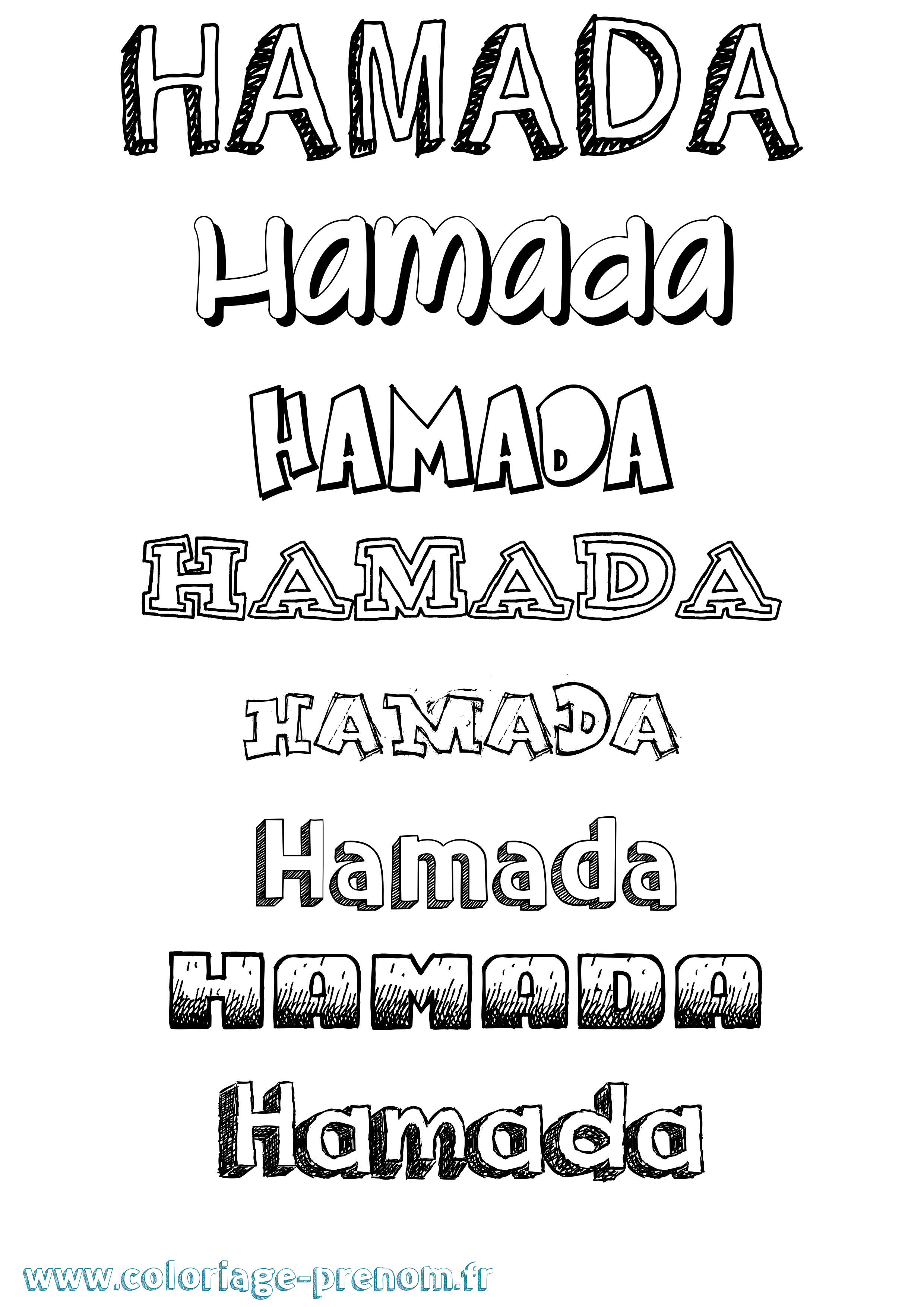 Coloriage prénom Hamada Dessiné
