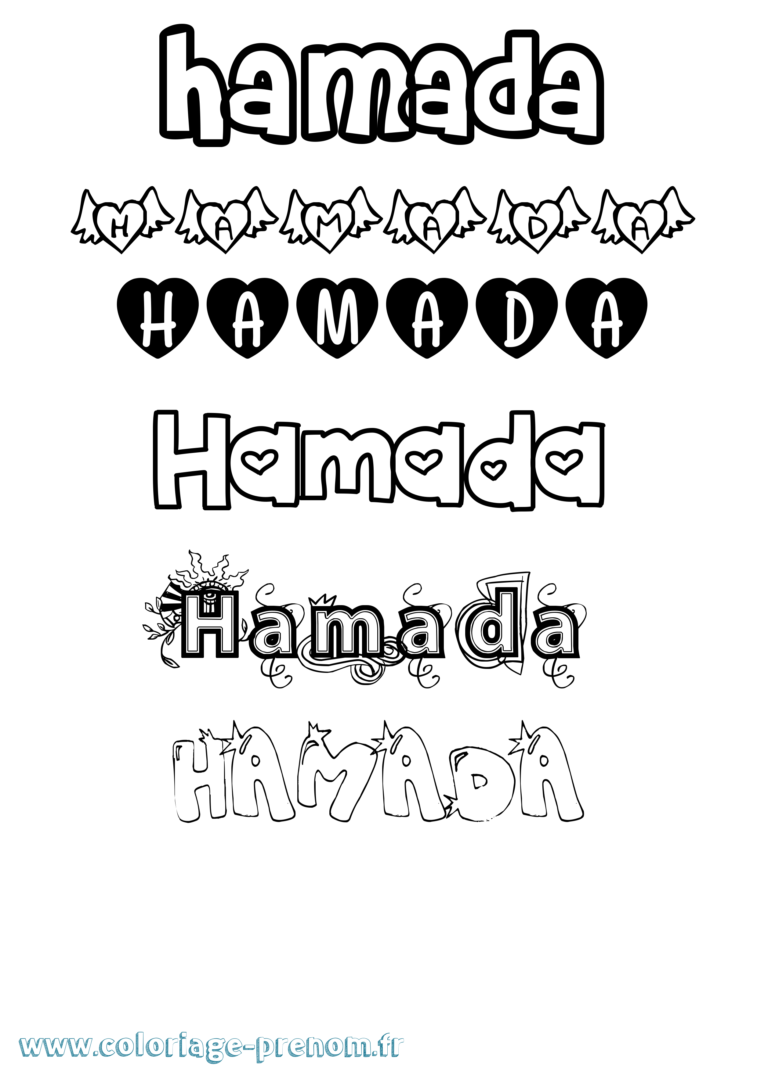 Coloriage prénom Hamada Girly