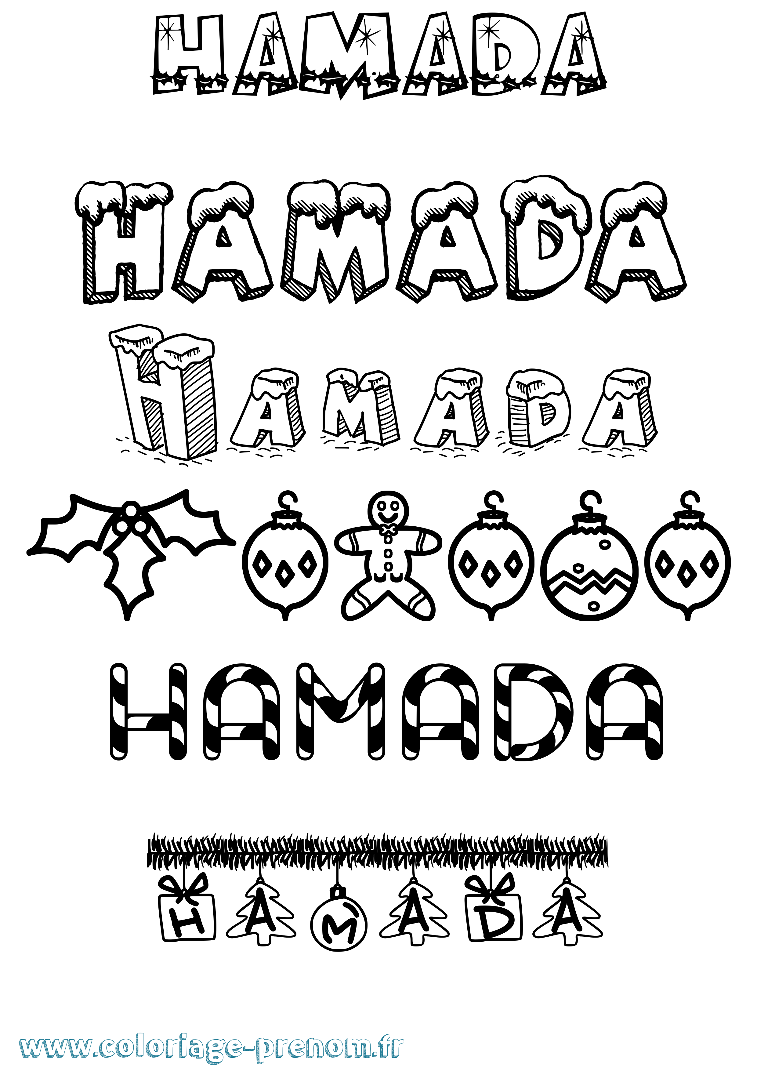 Coloriage prénom Hamada Noël
